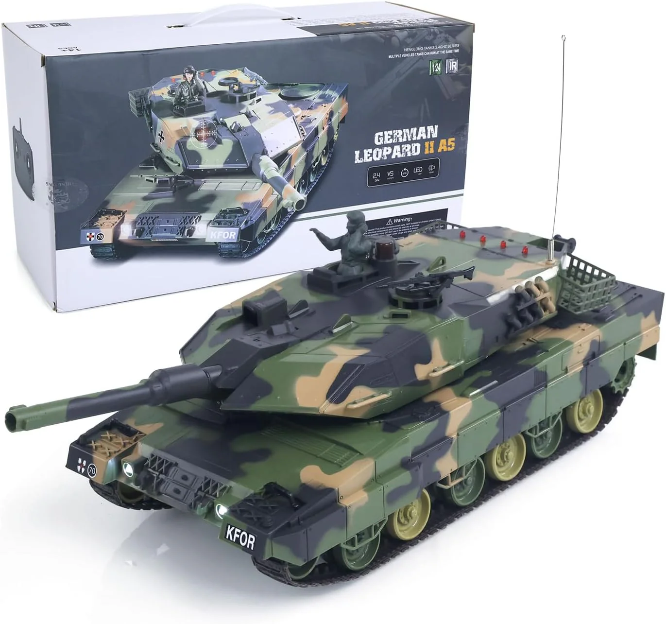 Heng Long® 1/24 RC Battle Tank Leopard 2A5 – BB Shooting, Infrared Battle, Spray Smoke & Real Sound Effects - Image 2