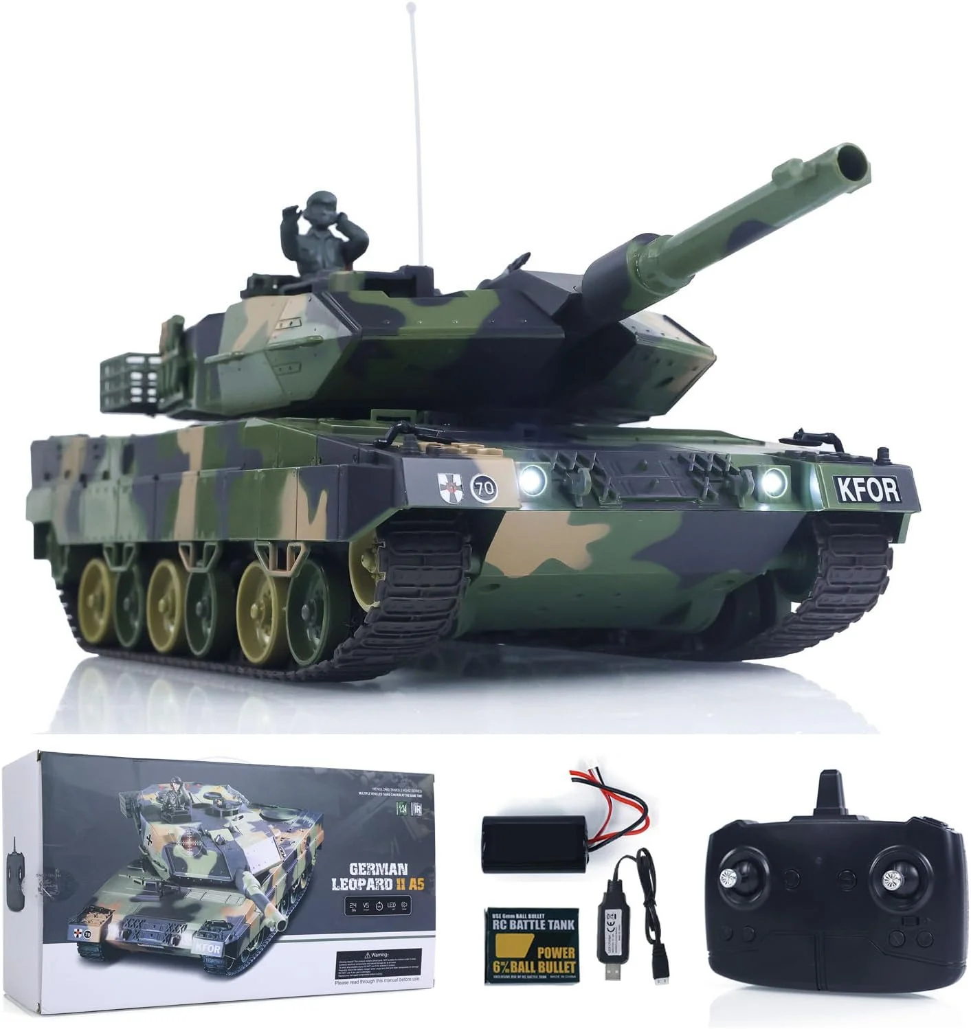 Heng Long® 1/24 RC Battle Tank Leopard 2A5 – BB Shooting, Infrared Battle, Spray Smoke & Real Sound Effects - Image 3