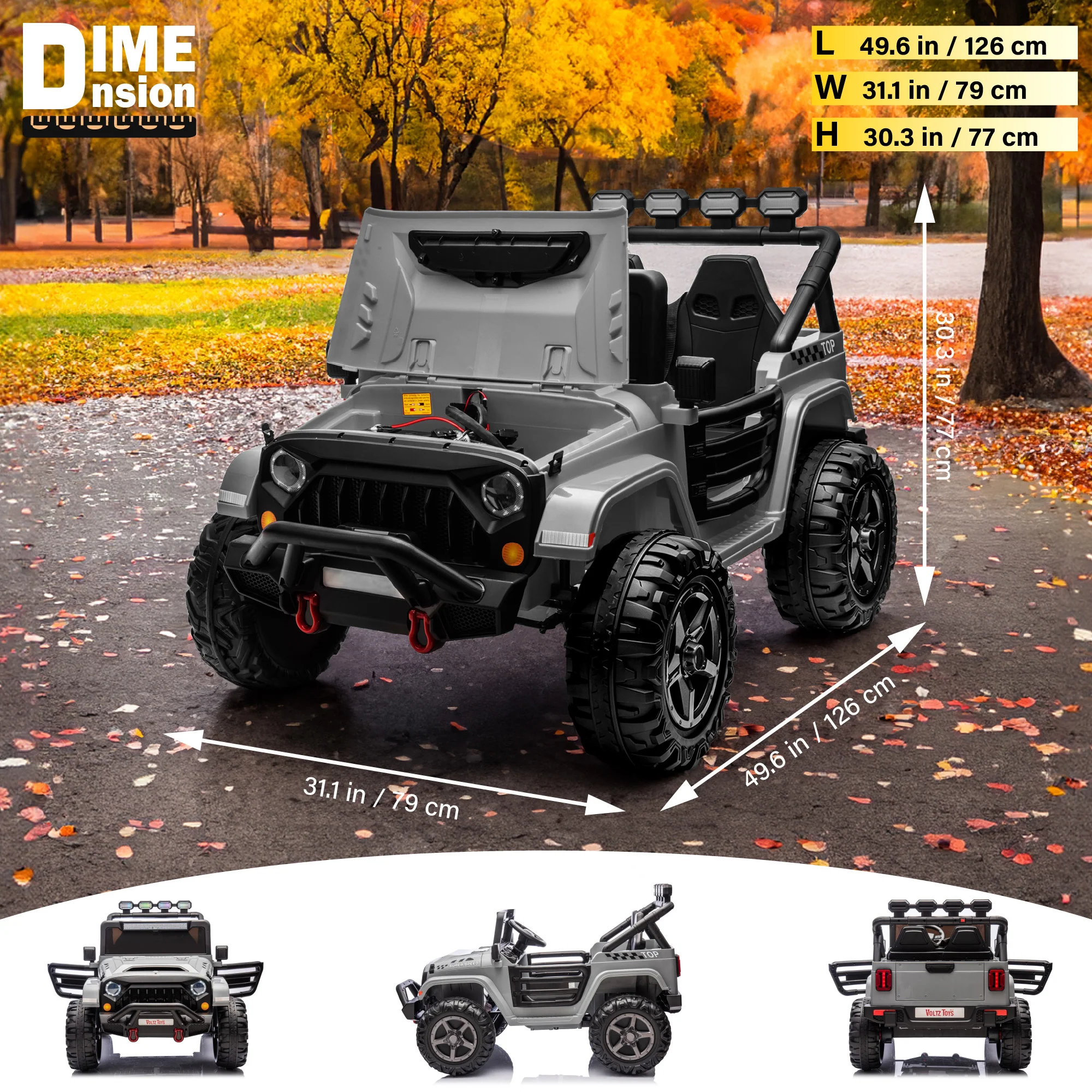 HAVOC 2 Seater Jeep 24V Kids Ride On Car Toy with Open Doors, Realistic Lights and Remote Control - Image 7