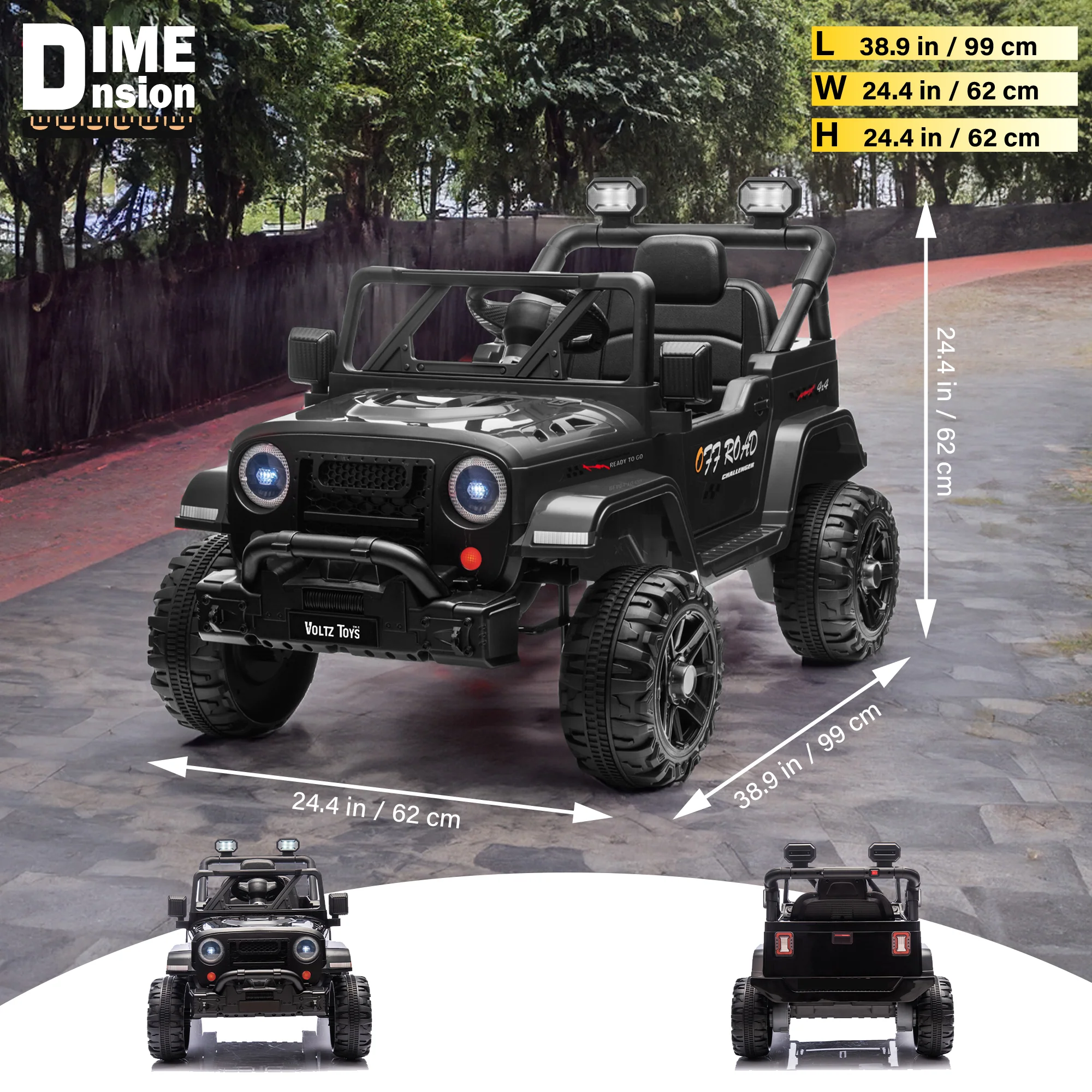 Jeep 12V Kids Ride On Car Toy with Open Doors, Realistic Lights and Remote Control - Image 4