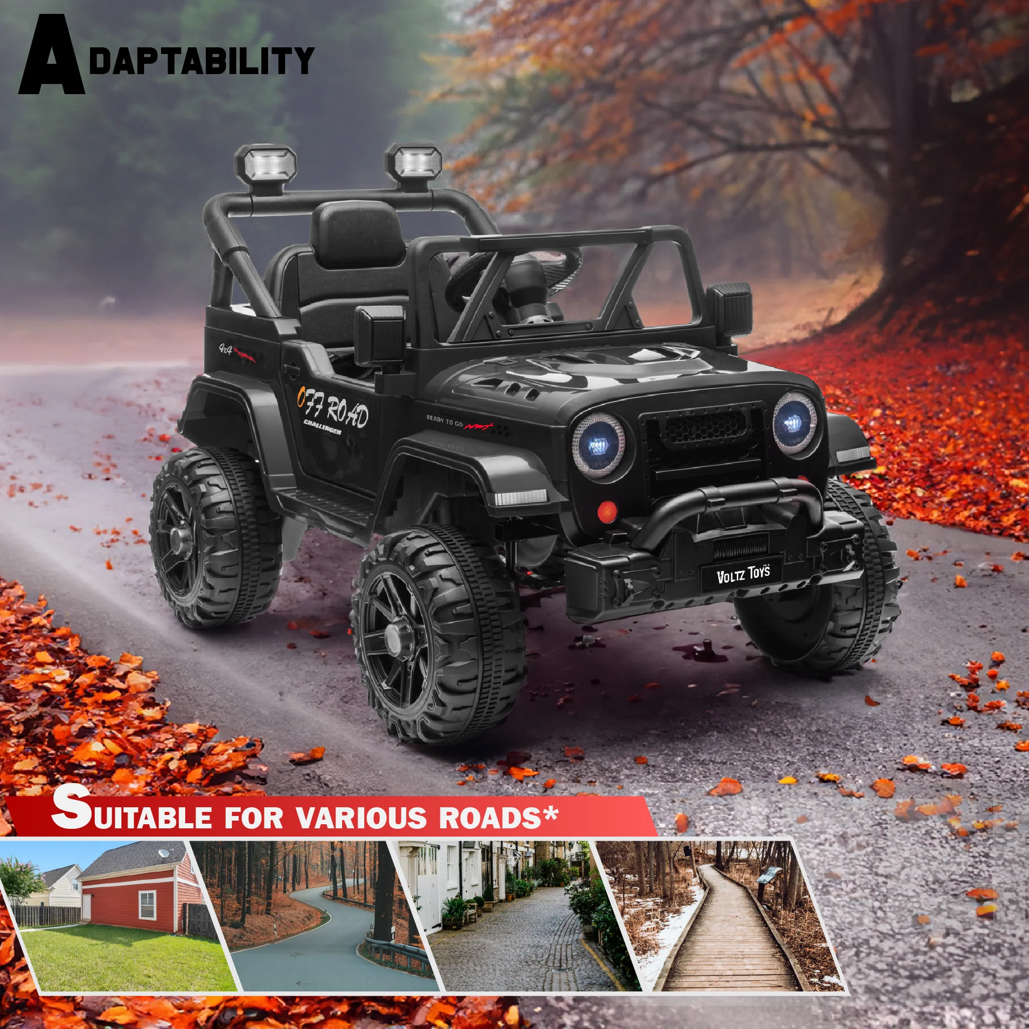 Jeep 12V Kids Ride On Car Toy with Open Doors, Realistic Lights and Remote Control - Image 7