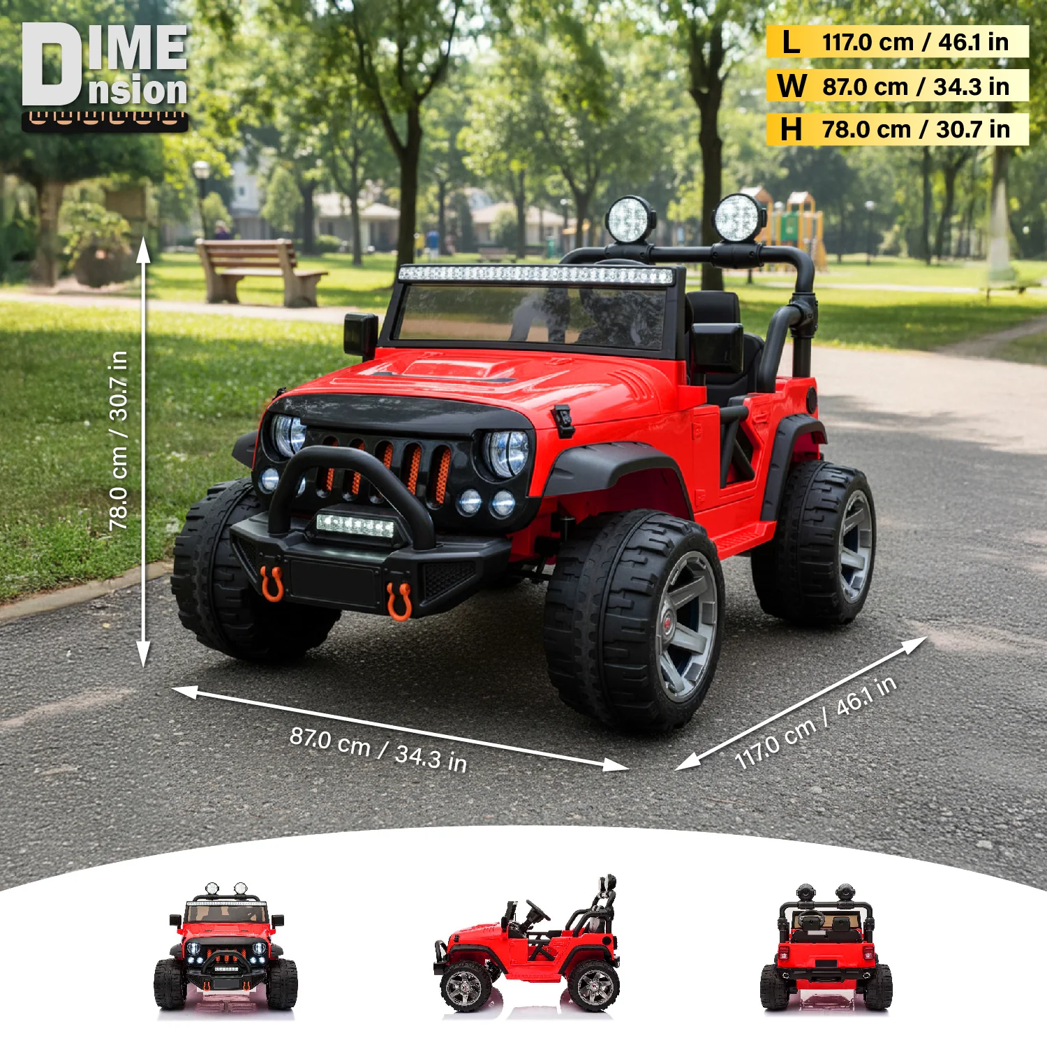 Jeep Wrangler 12V 2 Seater Classic Ride on Car Toy with Remote Control and MP3 Player - Image 4