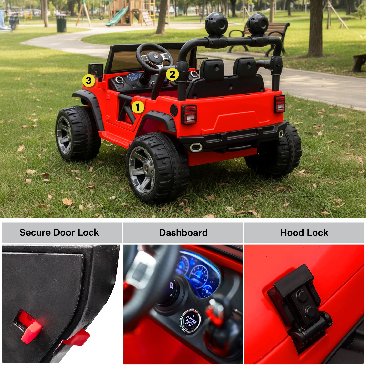 Jeep Wrangler 12V 2 Seater Classic Ride on Car Toy with Remote Control and MP3 Player - Image 5