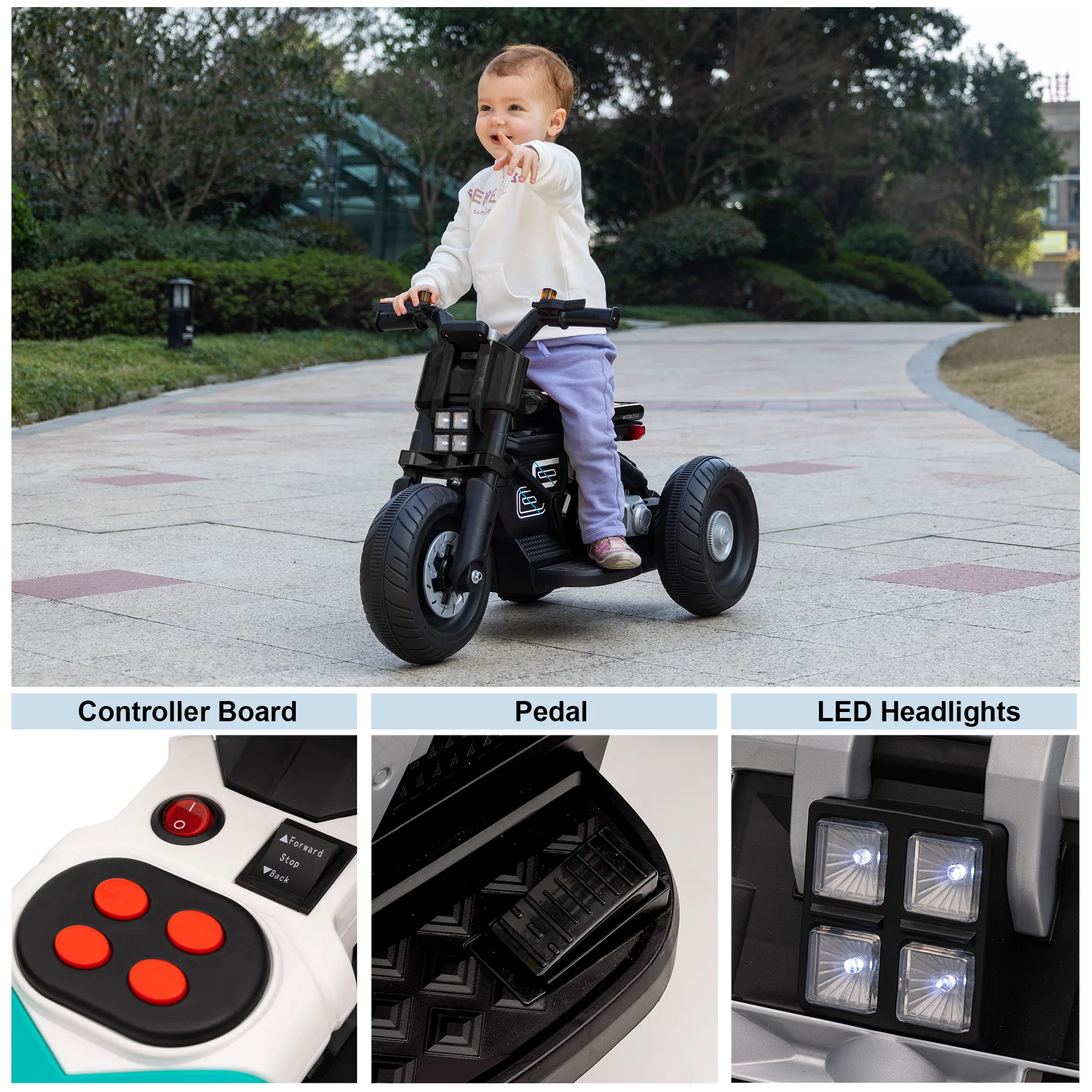 Kids Motorcycle 6V with 3 Wheels, Realistic Lights and Sound - Image 6