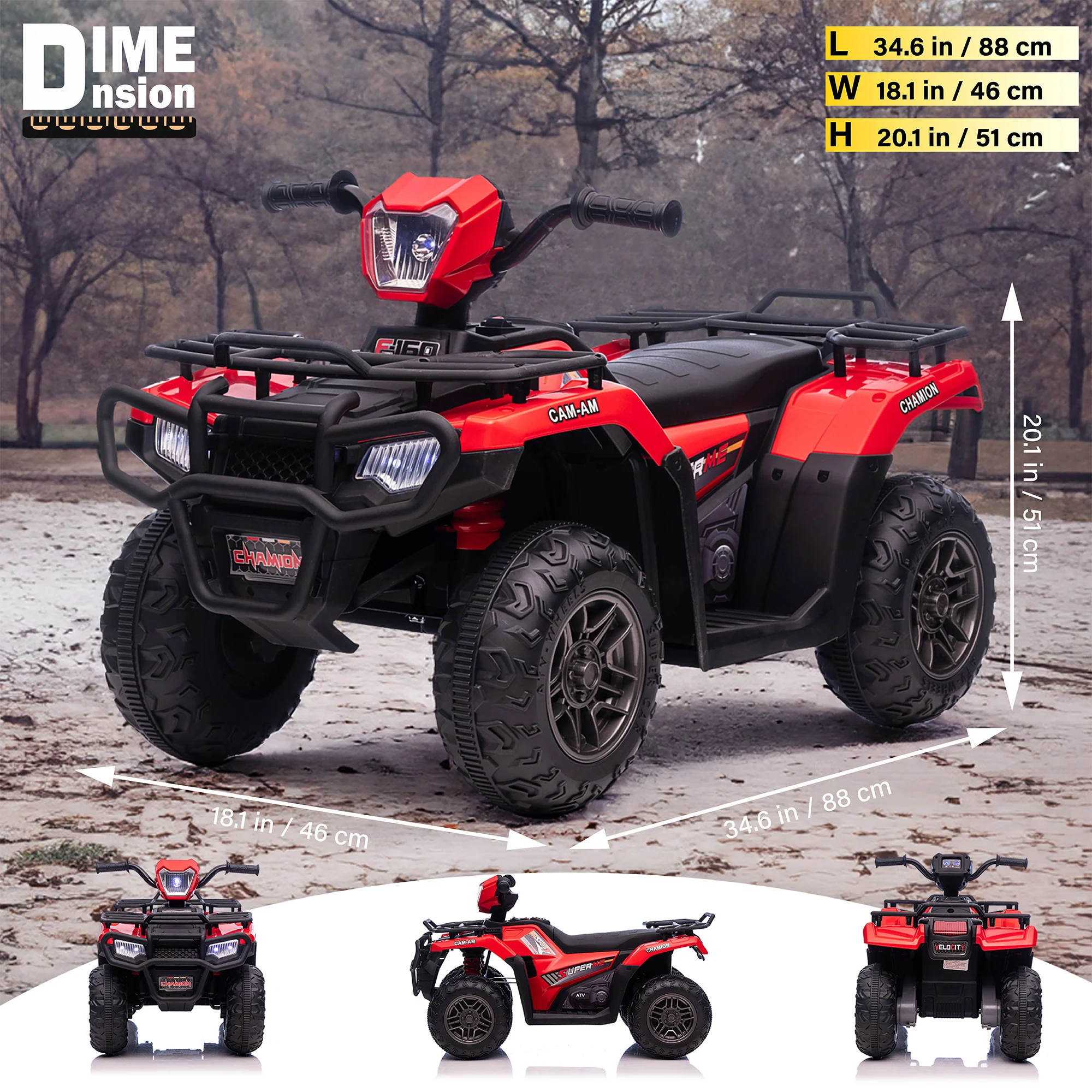 Kids Quad ATV 12V Ride on Car 4-Wheeler with LED Lights and Music - Image 4