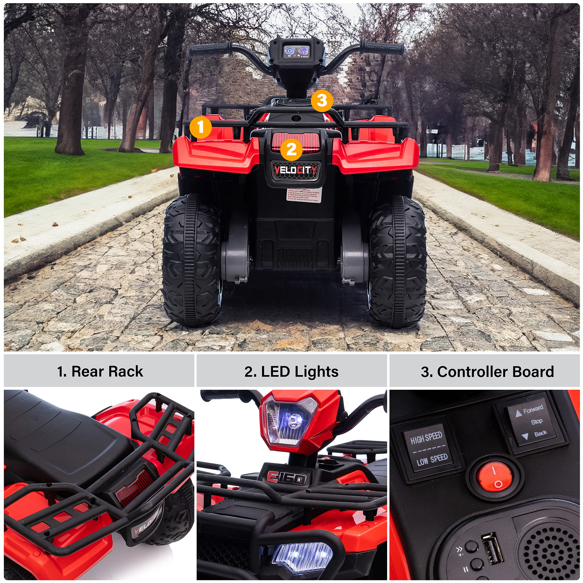 Kids Quad ATV 12V Ride on Car 4-Wheeler with LED Lights and Music - Image 5