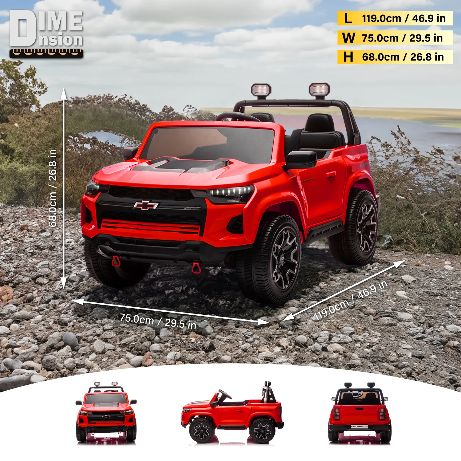 Chevrolet Colorado 24V Ride-On Truck for Kids by Voltz Toys – Licensed 2 Seater Electric Pickup with Remote & MP3 (ZR2 & Z71 Styles) - Image 5
