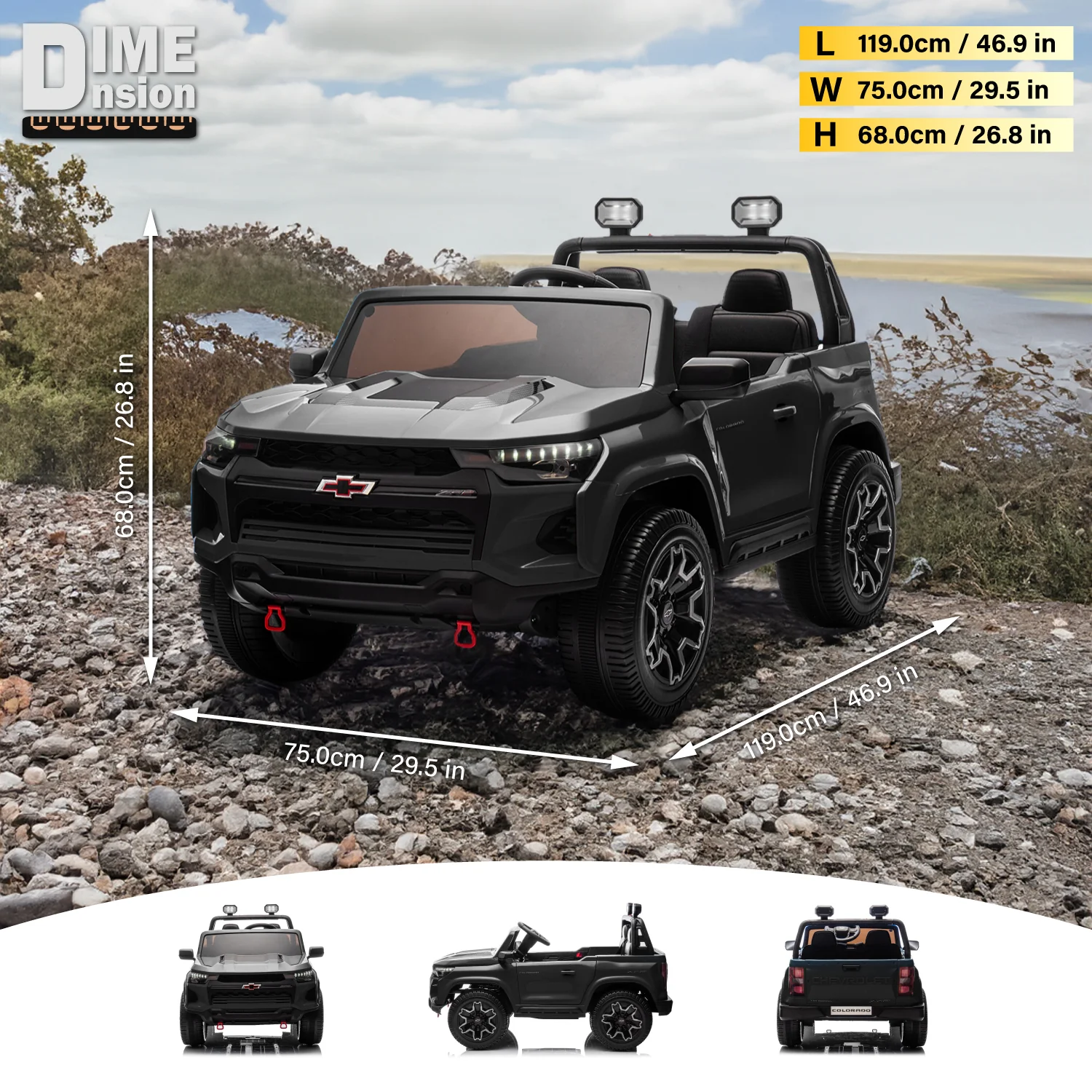 Chevrolet Colorado 24V Ride-On Truck for Kids by Voltz Toys – Licensed 2 Seater Electric Pickup with Remote & MP3 (ZR2 & Z71 Styles) - Image 7