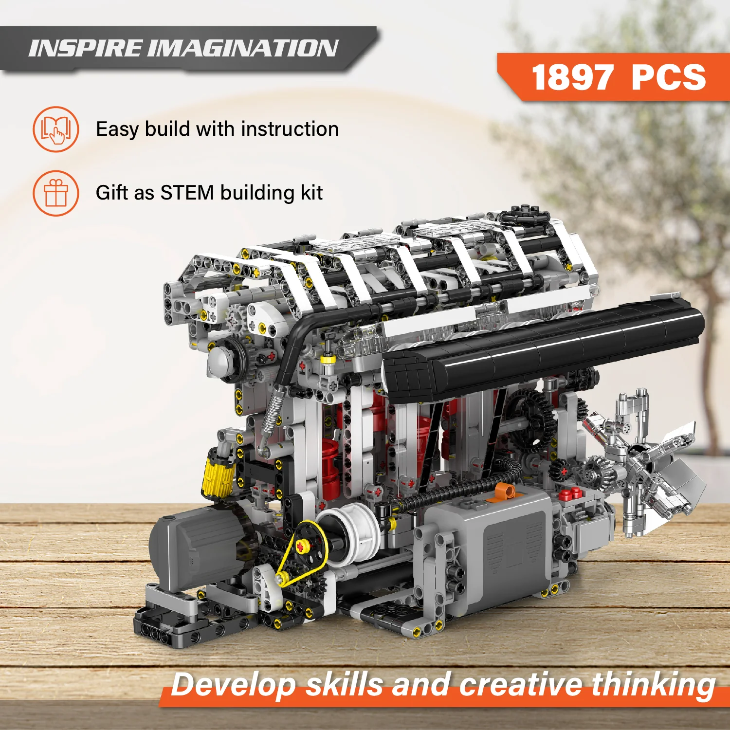 Mould King L4 Casoline Engine Building Blocks Kit - 1787Pcs - Image 3