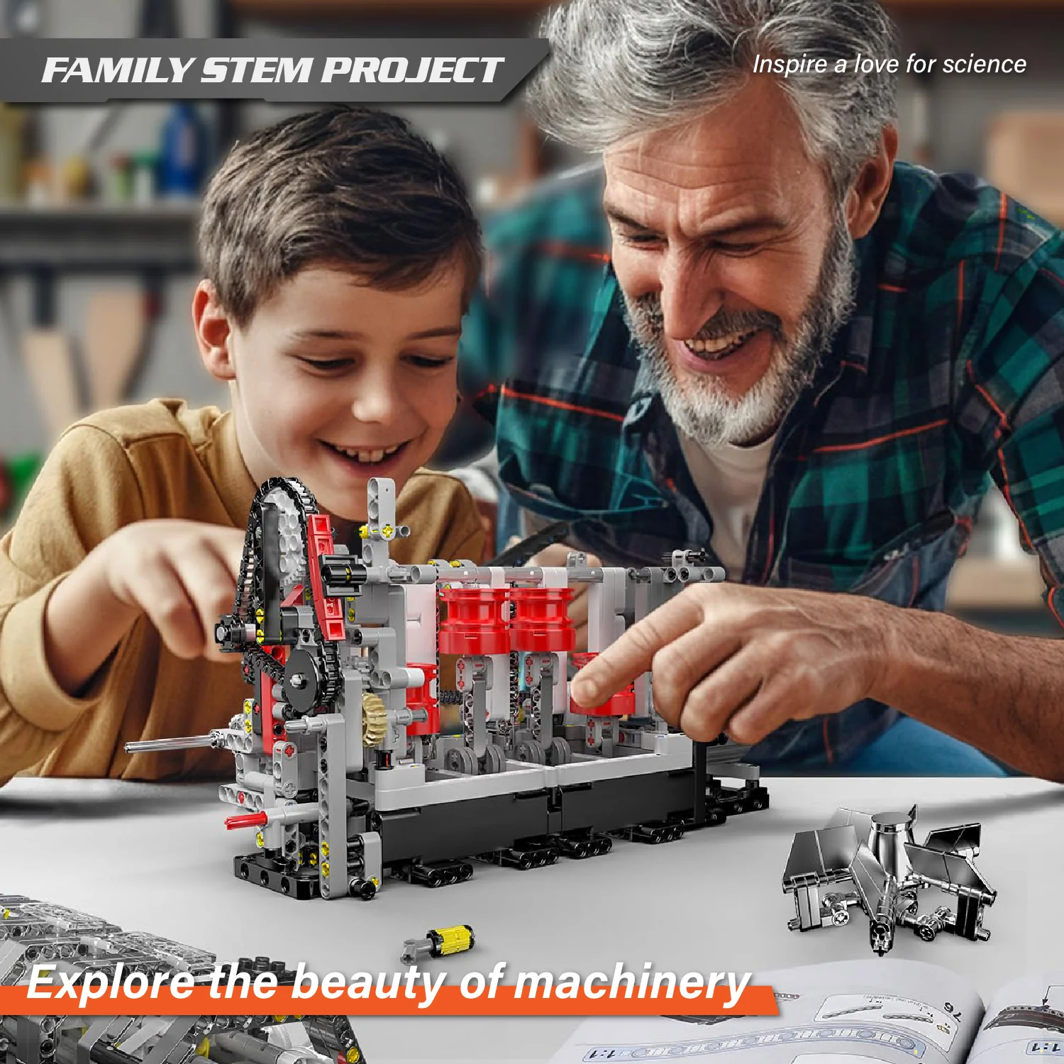 Mould King L4 Casoline Engine Building Blocks Kit - 1787Pcs - Image 6