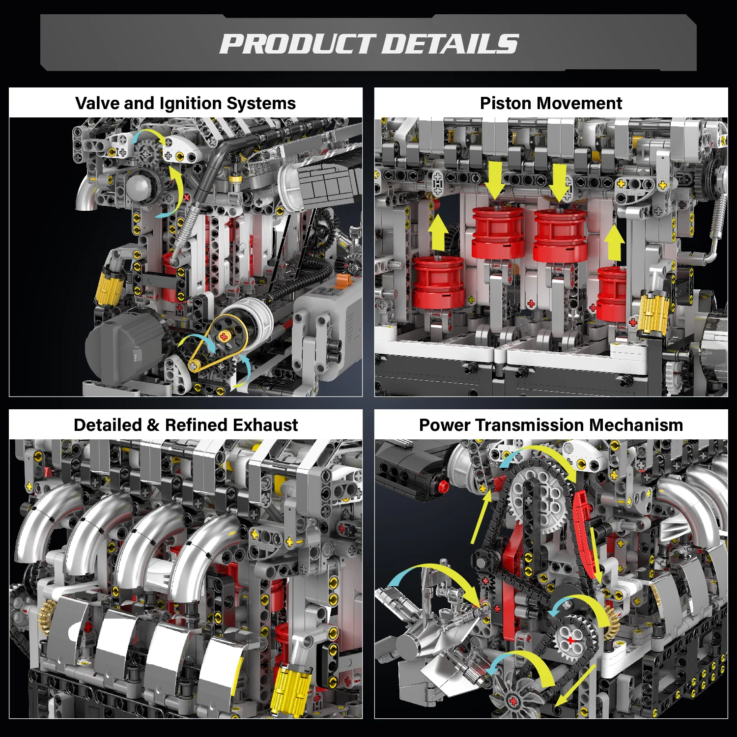 Mould King L4 Casoline Engine Building Blocks Kit - 1787Pcs - Image 7