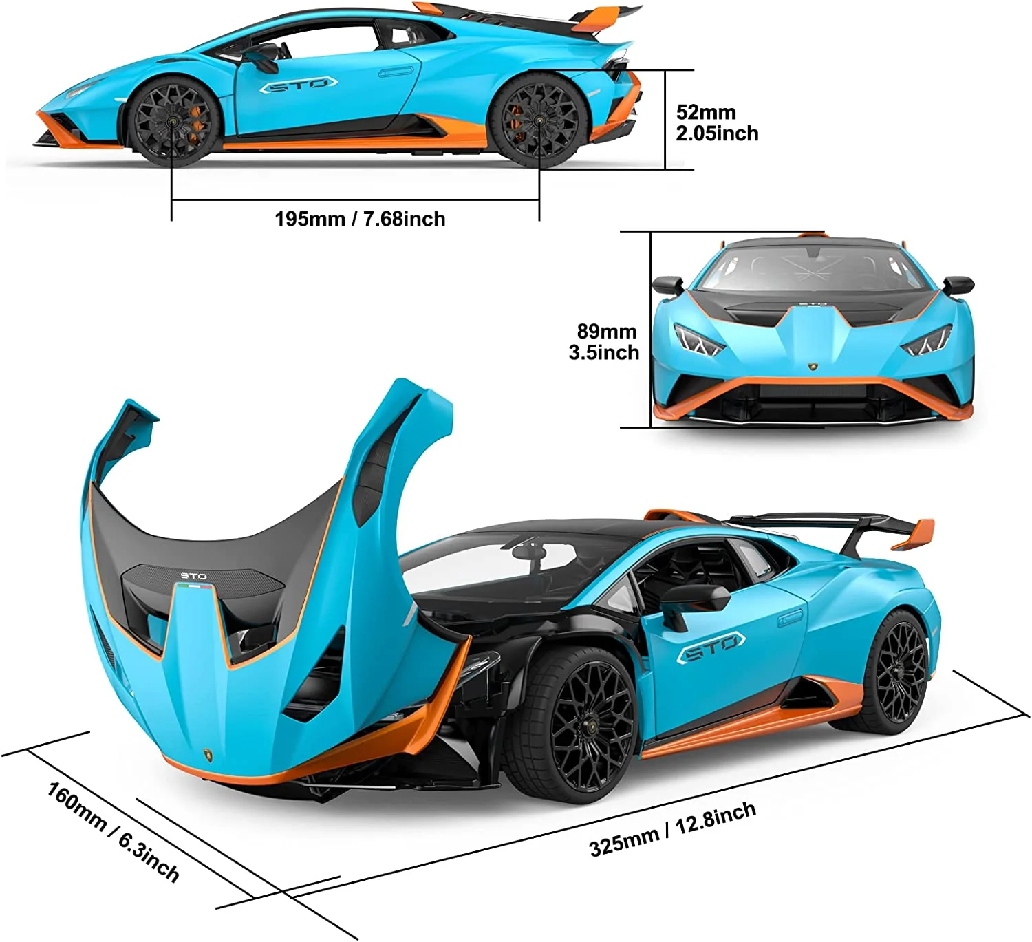 Lamborghini Huracan STO RC Car 1/14 Scale Licensed Remote Control Toy Car with Open Doors and Working Lights by Rastar - Image 4