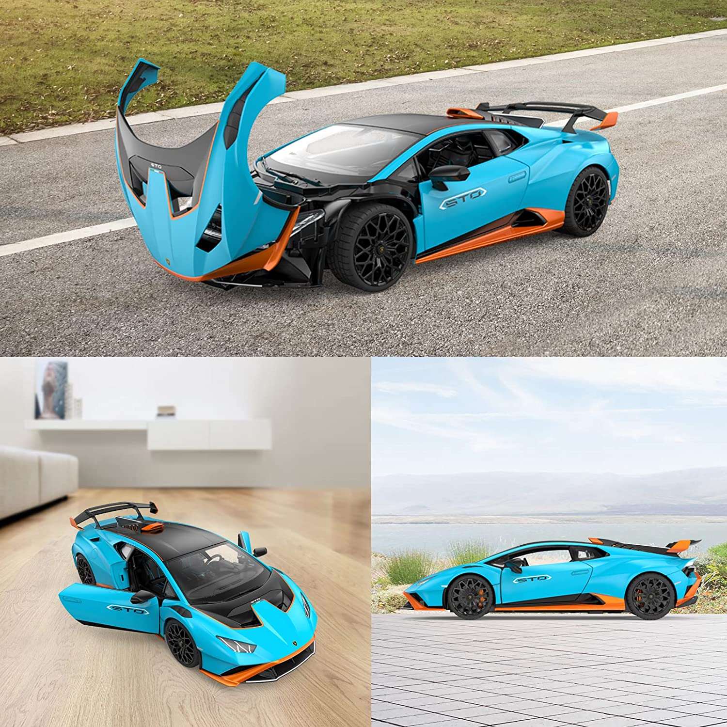 Lamborghini Huracan STO RC Car 1/14 Scale Licensed Remote Control Toy Car with Open Doors and Working Lights by Rastar - Image 8
