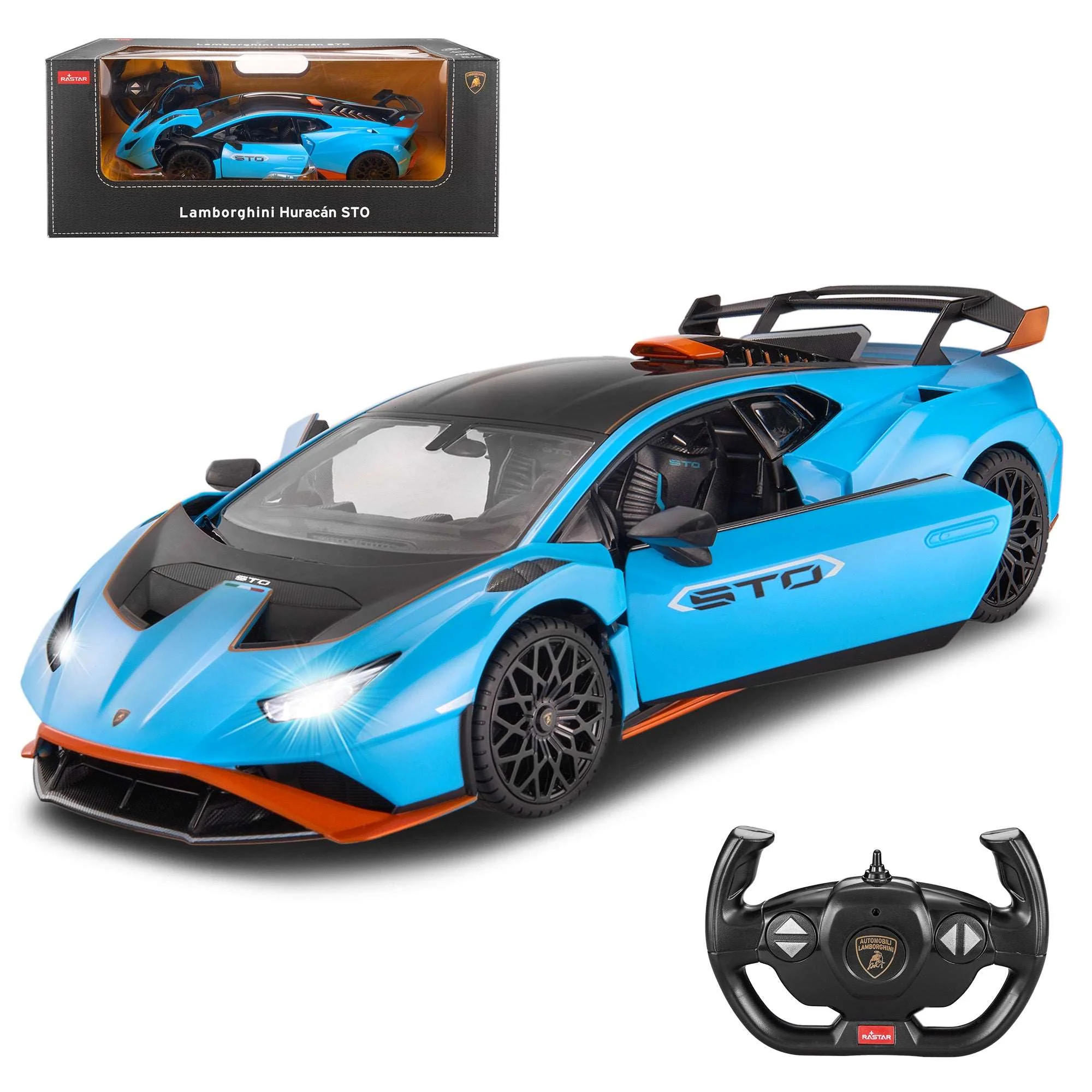 Lamborghini Huracan STO RC Car 1/14 Scale Licensed Remote Control Toy Car with Open Doors and Working Lights by Rastar - Image 9