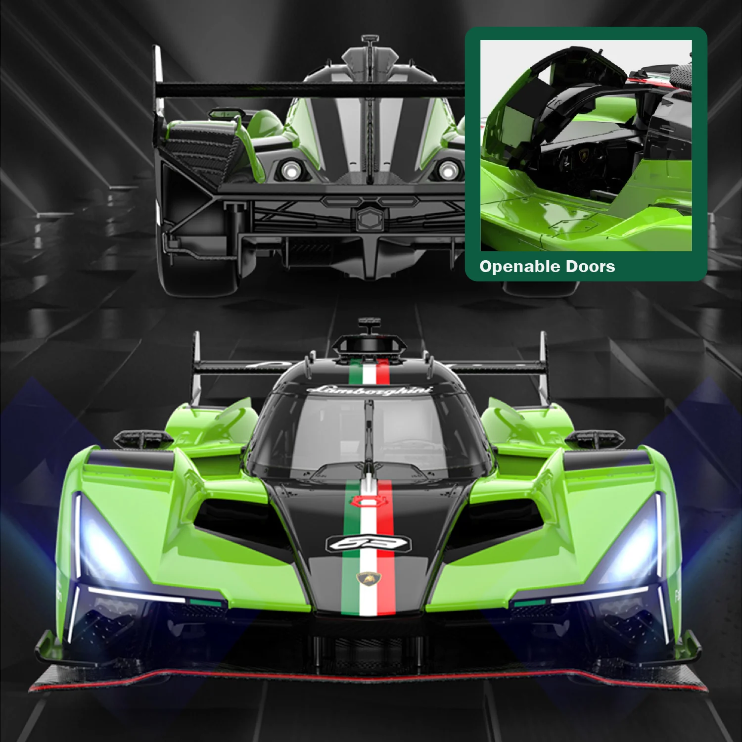 Lamborghini SC63 LMDH RC Car 1/14 Scale Licensed Remote Control Toy Car by Rastar - Image 3
