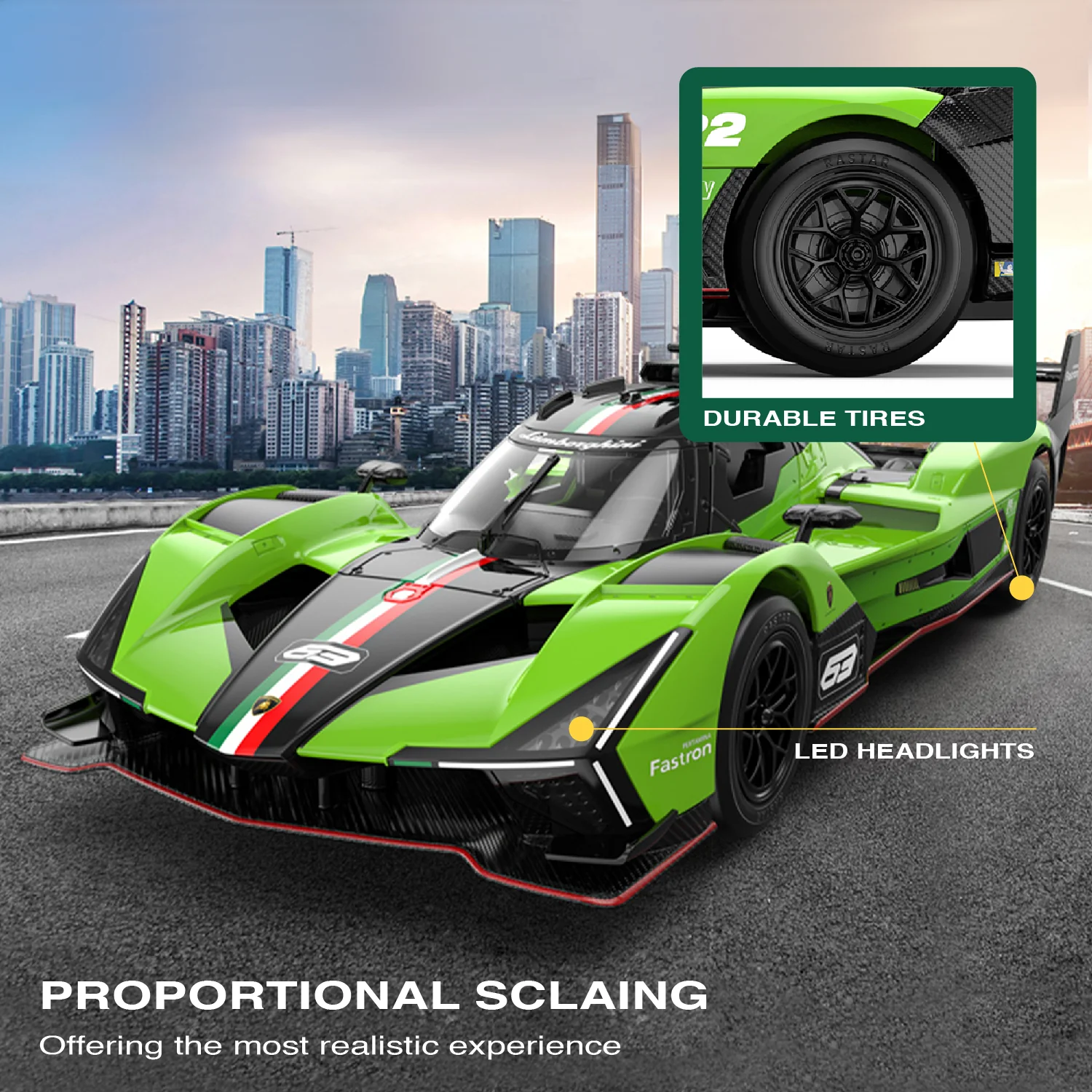 Lamborghini SC63 LMDH RC Car 1/14 Scale Licensed Remote Control Toy Car by Rastar - Image 4