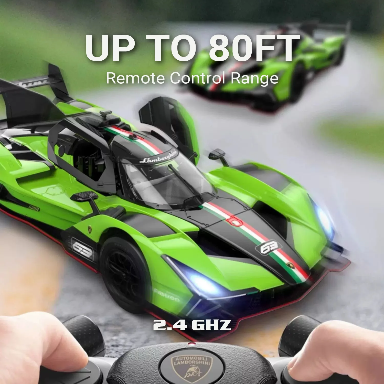Lamborghini SC63 LMDH RC Car 1/14 Scale Licensed Remote Control Toy Car by Rastar - Image 5