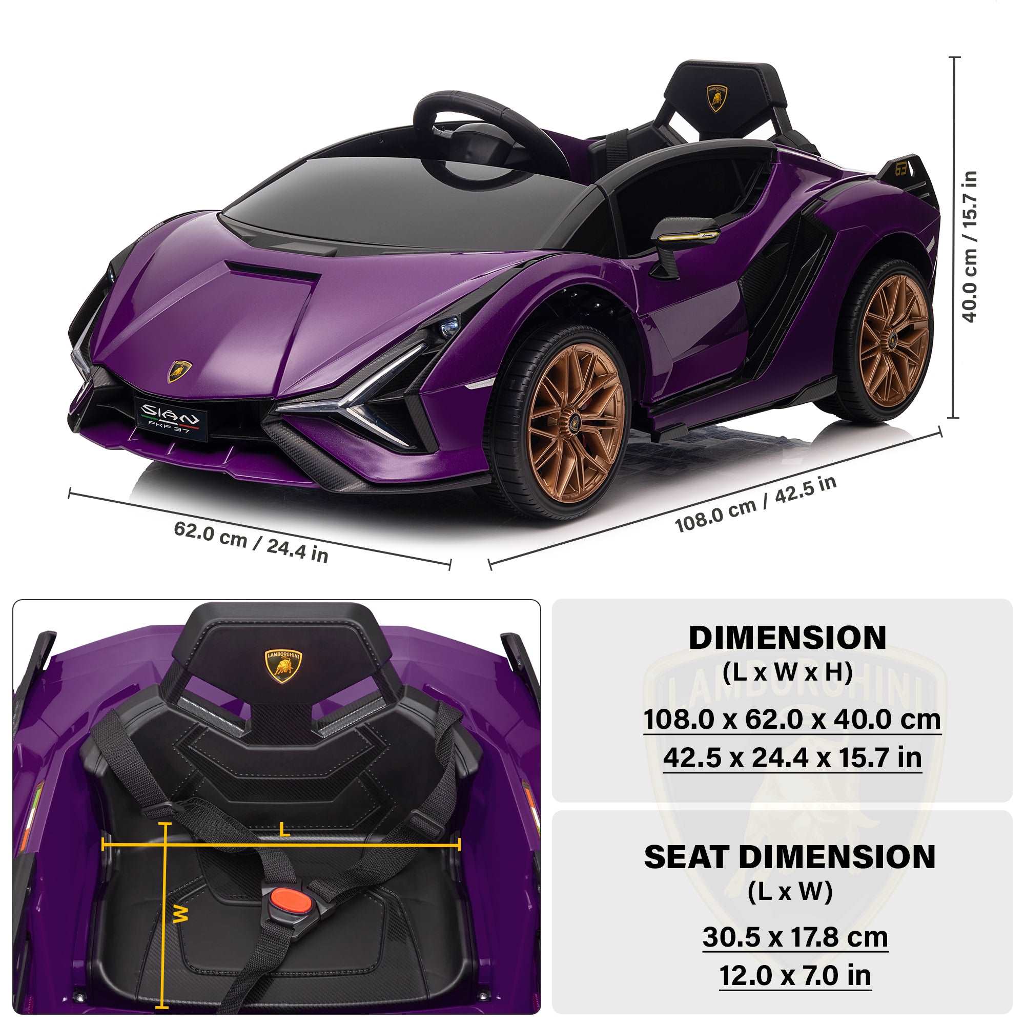 Lamborghini SIAN FKP 37 12V Ride on Car with Scissor Doors and Remote Control, Licensed - Image 4