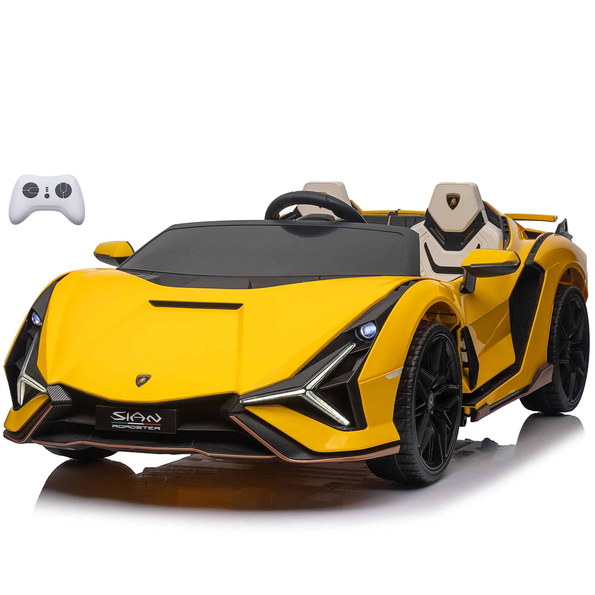 Lamborghini SIAN 24V 2 Seater Ride on Car for Kids with 4WD, Remote Control, EVA Wheels, Open Doors, Storage, Leather Seat, LED Lights & Music - Image 2