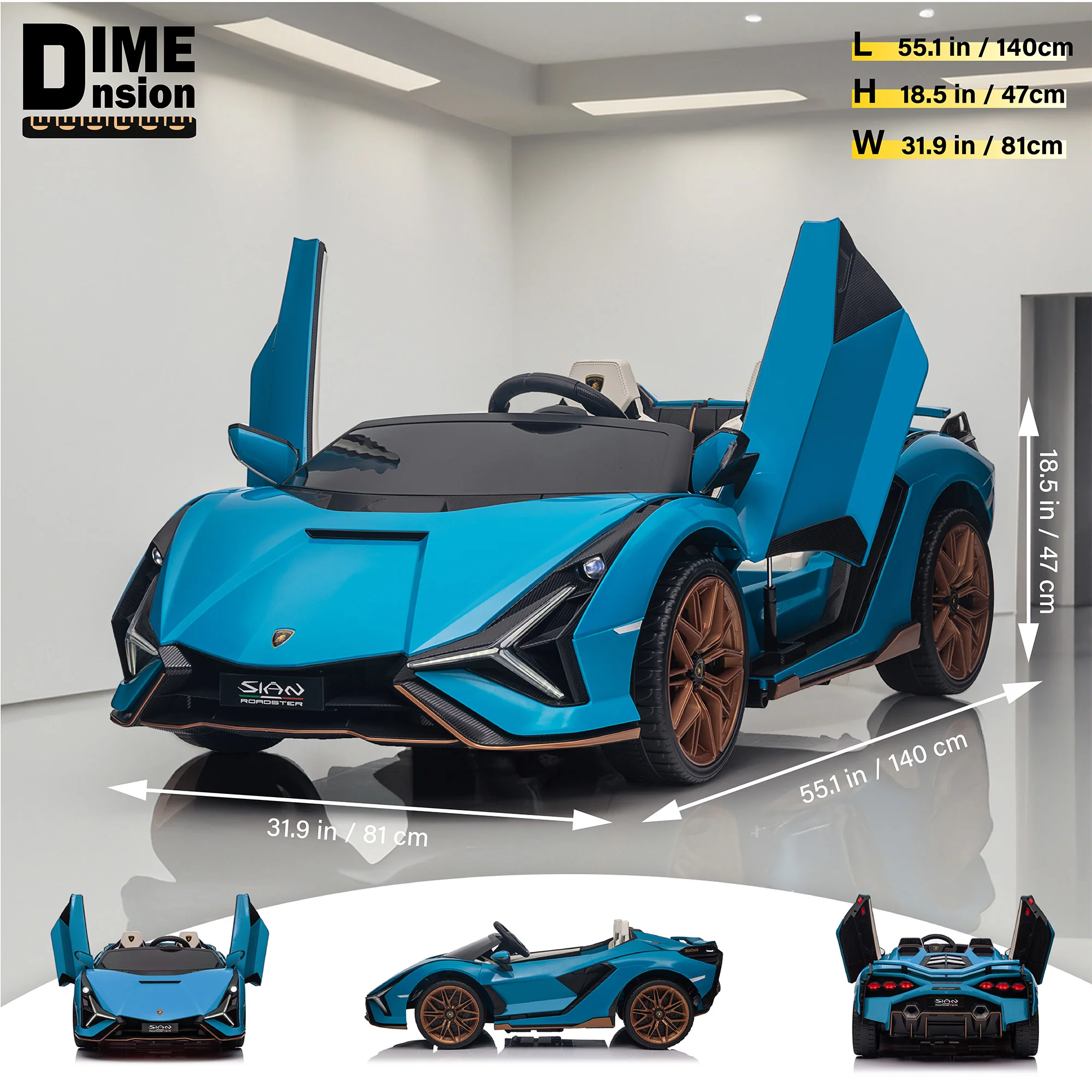 Lamborghini SIAN 24V 2 Seater Ride on Car for Kids with 4WD, Remote Control, EVA Wheels, Open Doors, Storage, Leather Seat, LED Lights & Music - Image 4