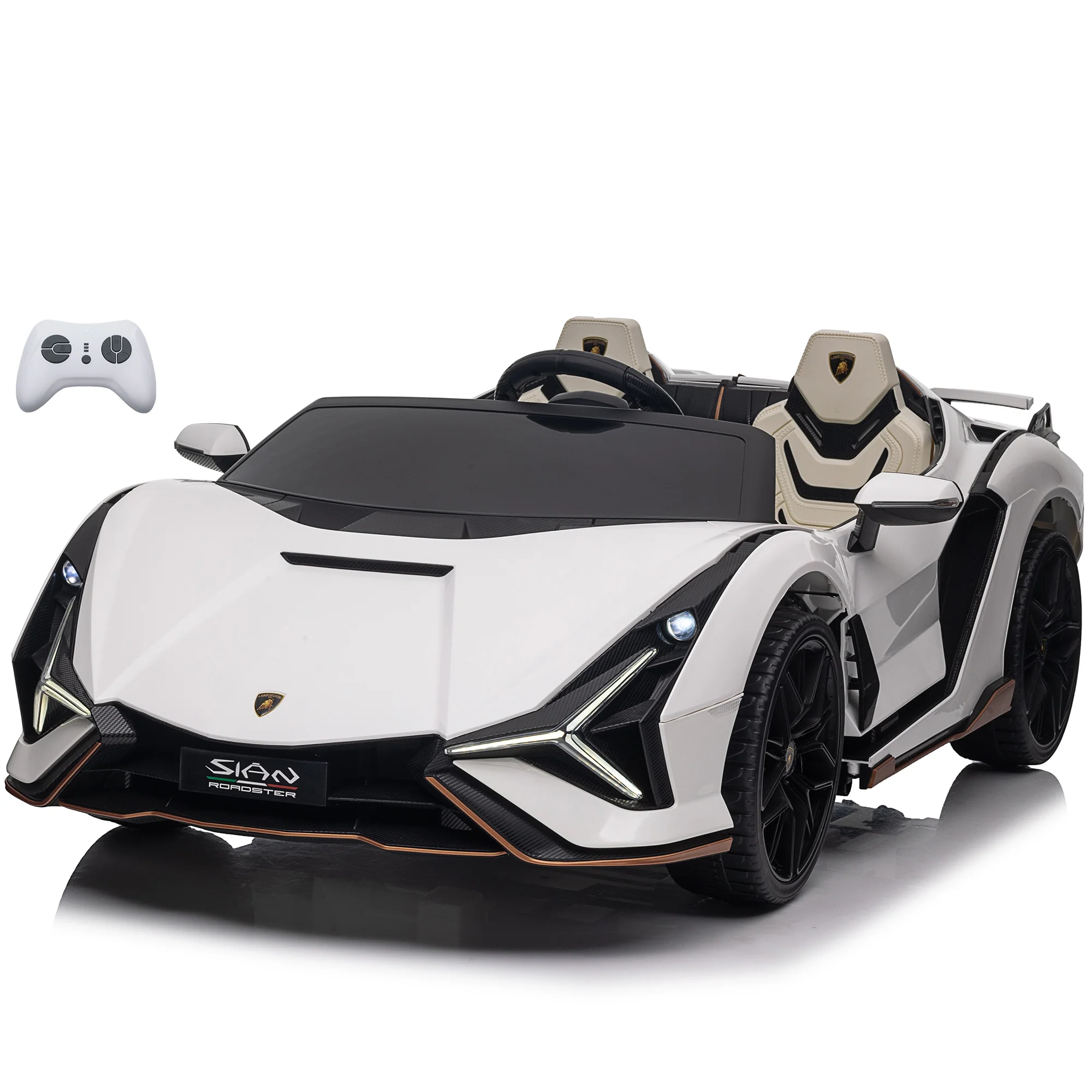 Lamborghini SIAN 24V 2 Seater Ride on Car for Kids with 4WD, Remote Control, EVA Wheels, Open Doors, Storage, Leather Seat, LED Lights & Music - Image 9