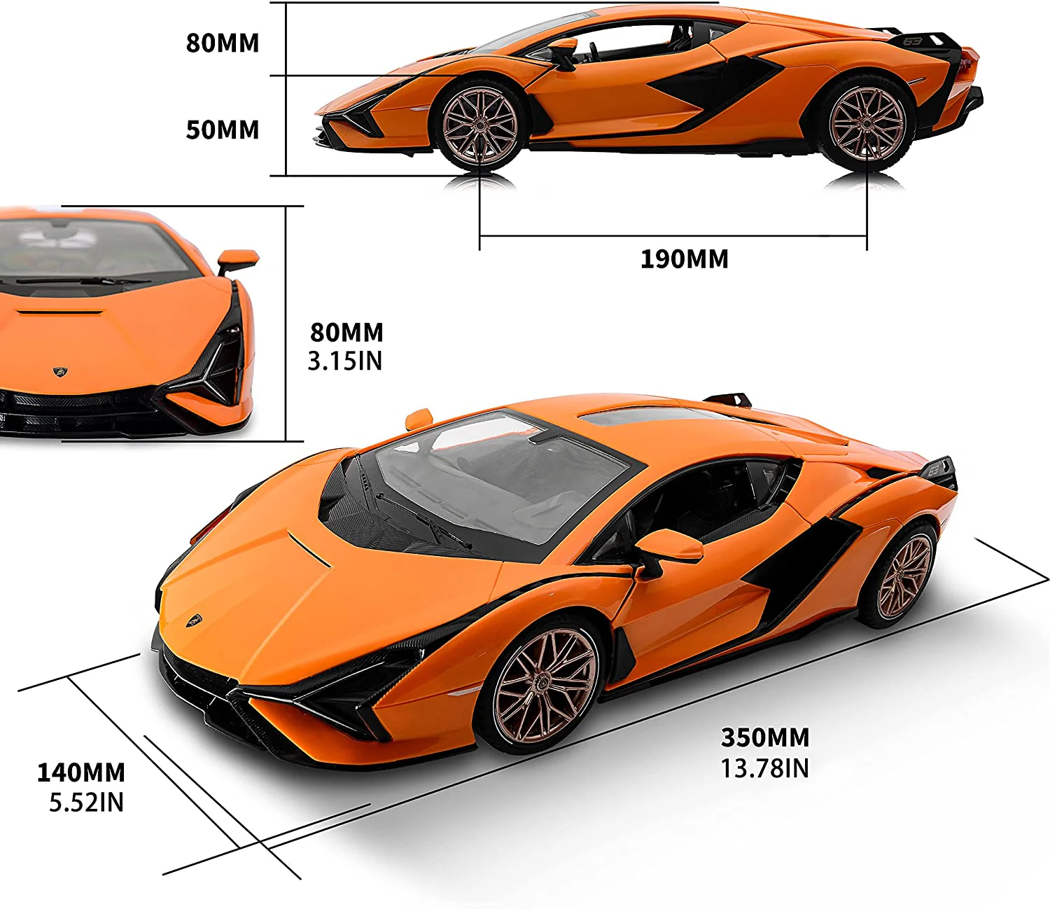 Lamborghini SIAN FKP 37 RC Car 1/14 Scale Licensed Remote Control Toy Car with Open Doors and Working Lights by Rastar - Image 7