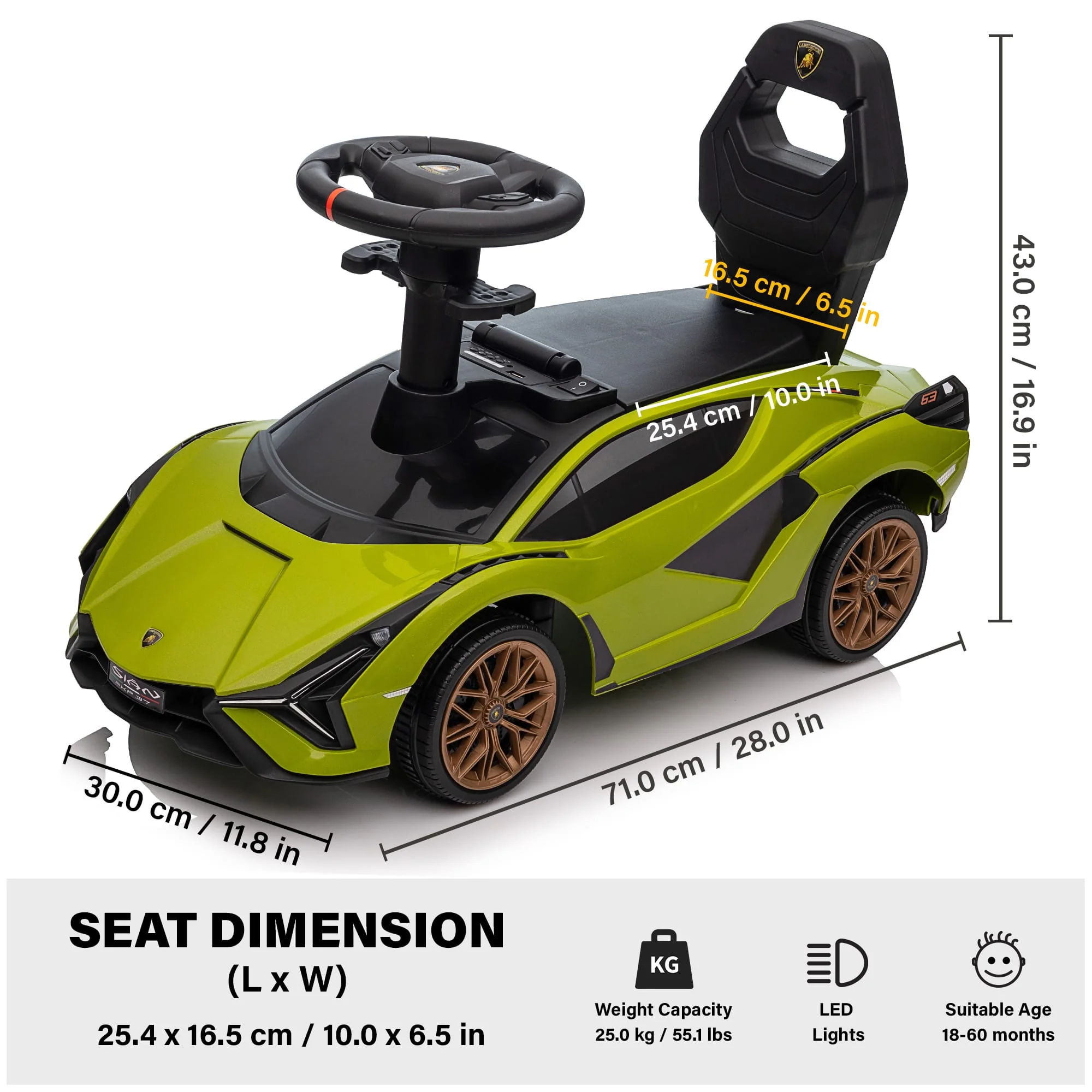 Lamborghini SIAN Foot to Floor Push Pedal Ride On Car with Music and Lights, Licensed - Image 5