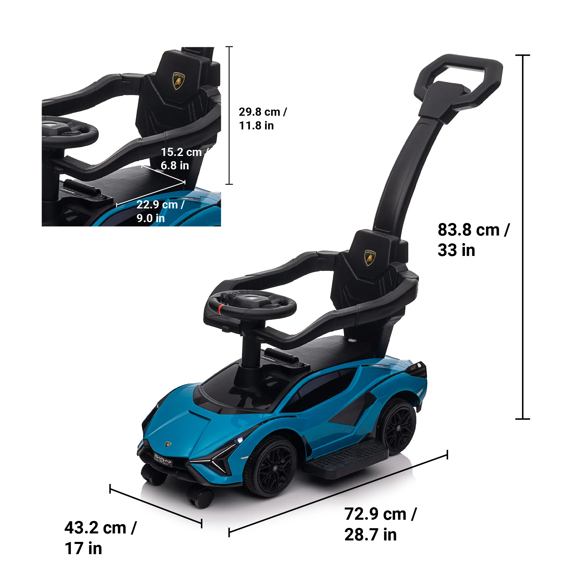 Lamborghini SIAN Push Car Pedal Ride On Car with Music and Lights, Licensed - Image 7