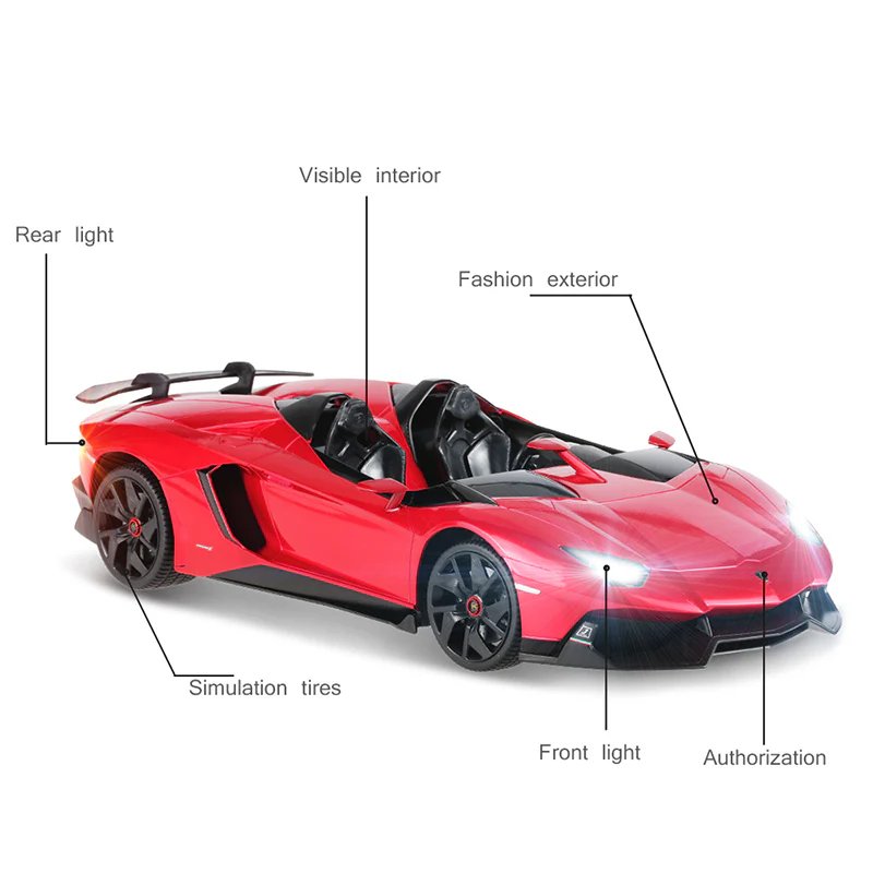Lamborghini Aventador J RC Car 1/12 Scale Licensed Remote Control Toy Car with Working Lights by Rastar - Image 9