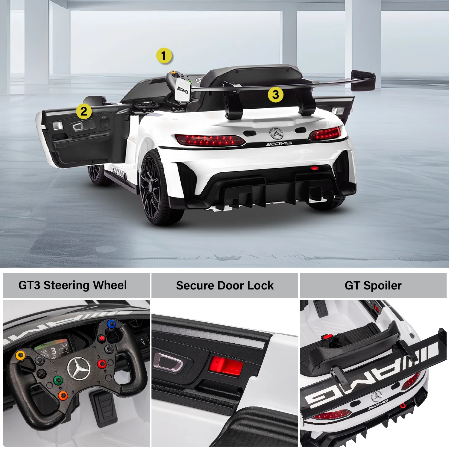 Licensed Mercedes-AMG GT3 24V Kids Ride-On Car with Remote - Image 4