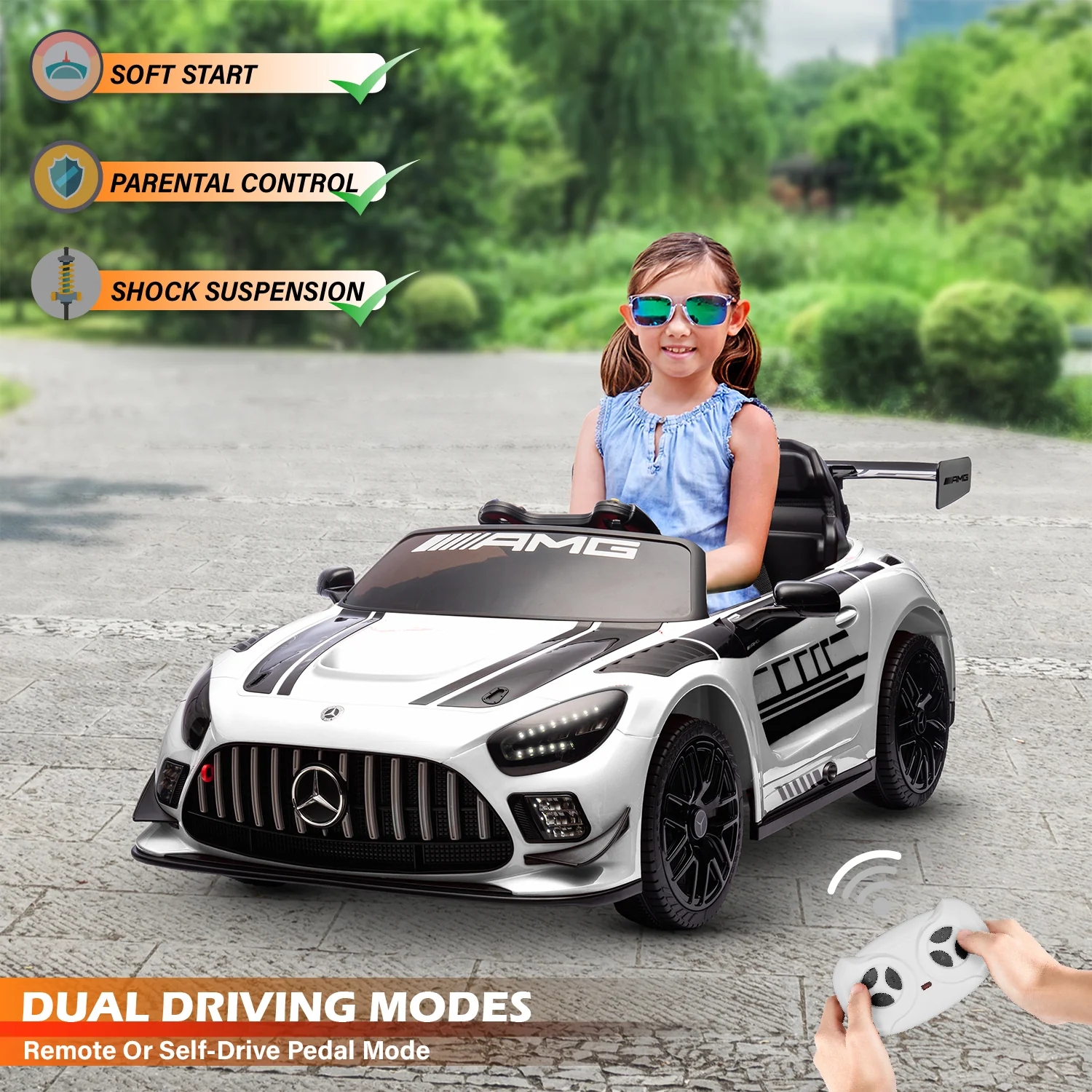 Licensed Mercedes-AMG GT3 24V Kids Ride-On Car with Remote - Image 7