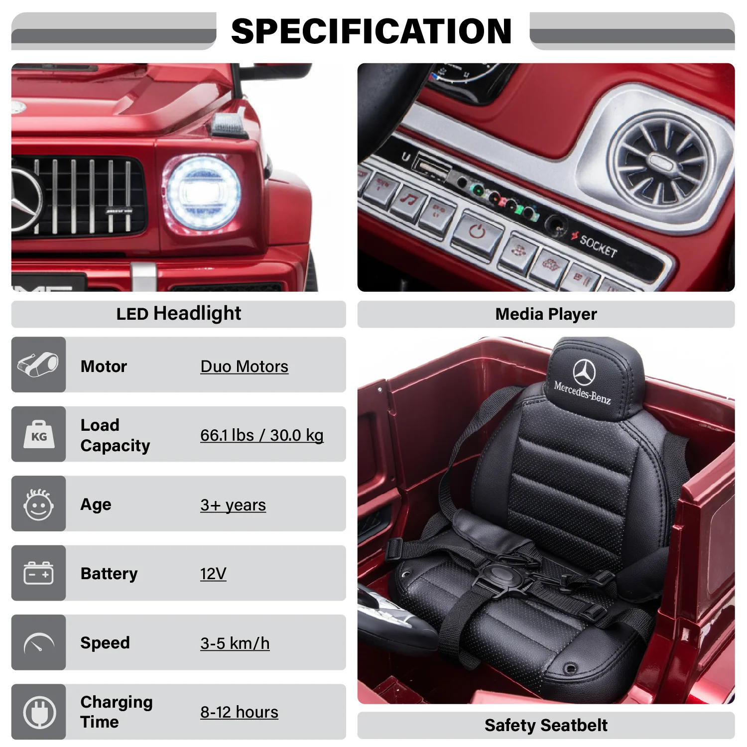 Mercedes-Benz AMG G63 12V Ride on Car with Remote Control and Leather Seat, Licensed - Image 6