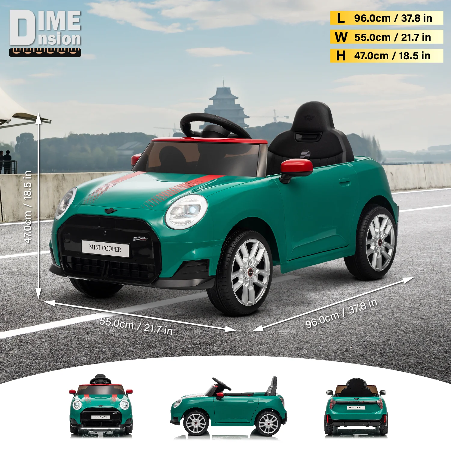 Licensed Mini Cooper Ride On Car for Kids, 12V Electric Battery Powered Vehicle with Remote Control, LED Lights, MP3 Player & Transport Wheels, Gift for Boys & Girls Ages 3+ - Image 8