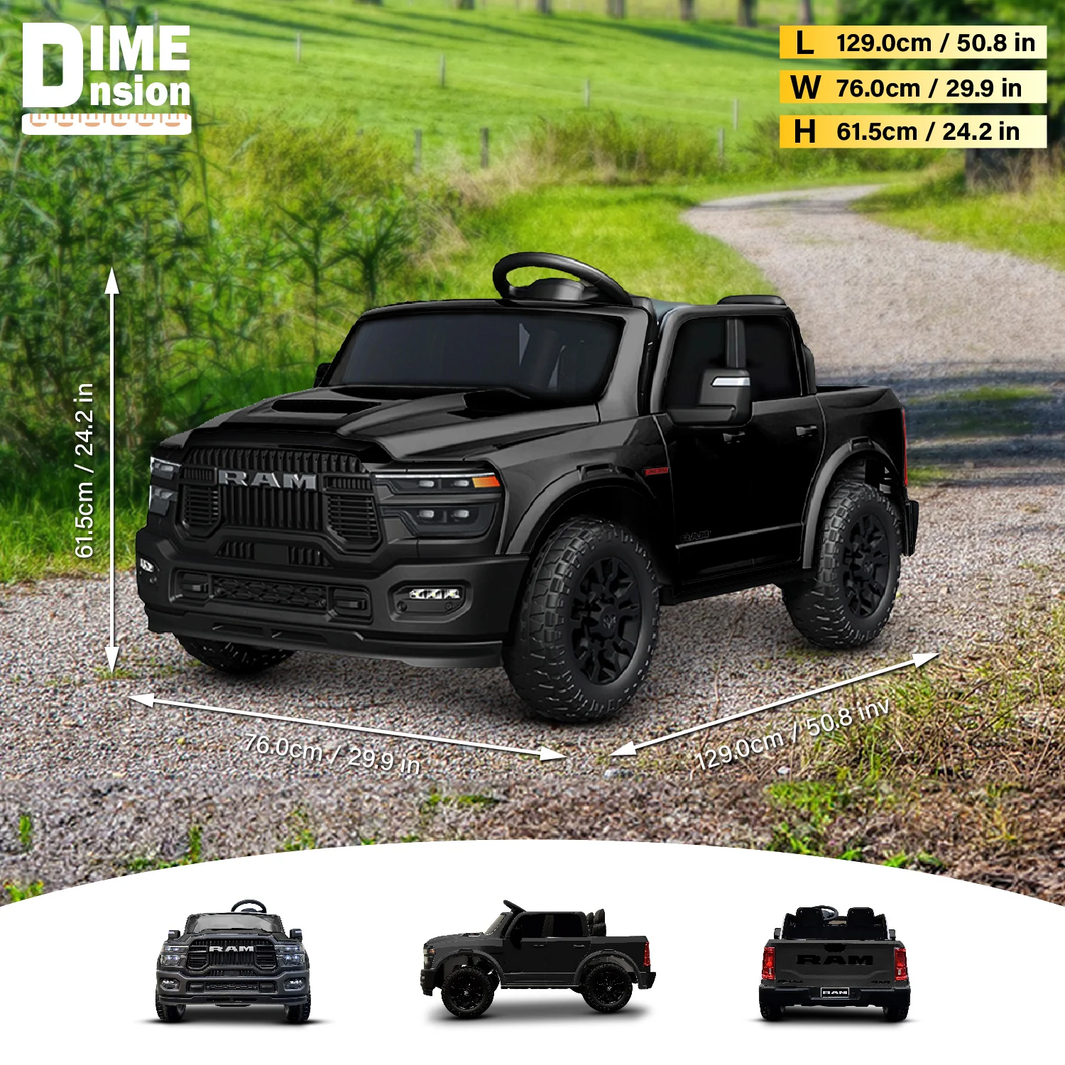 Licensed RAM 2500 24V Ride-On Truck – 2 Seater with Suspension & Dual Speed - Image 3