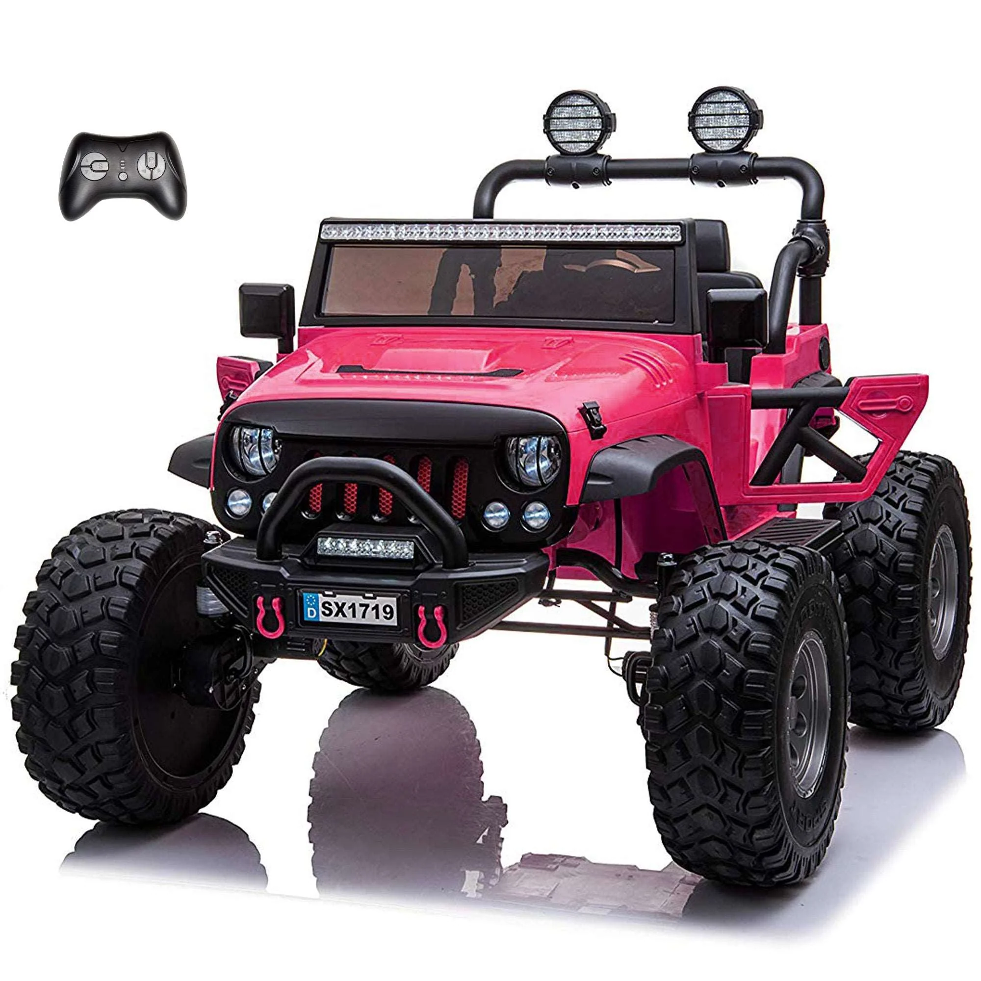 Lifted Monster Jeep 24V 2 Seater Classic Ride on Car with Remote Control, Leather Seat and EVA Tires - Image 10