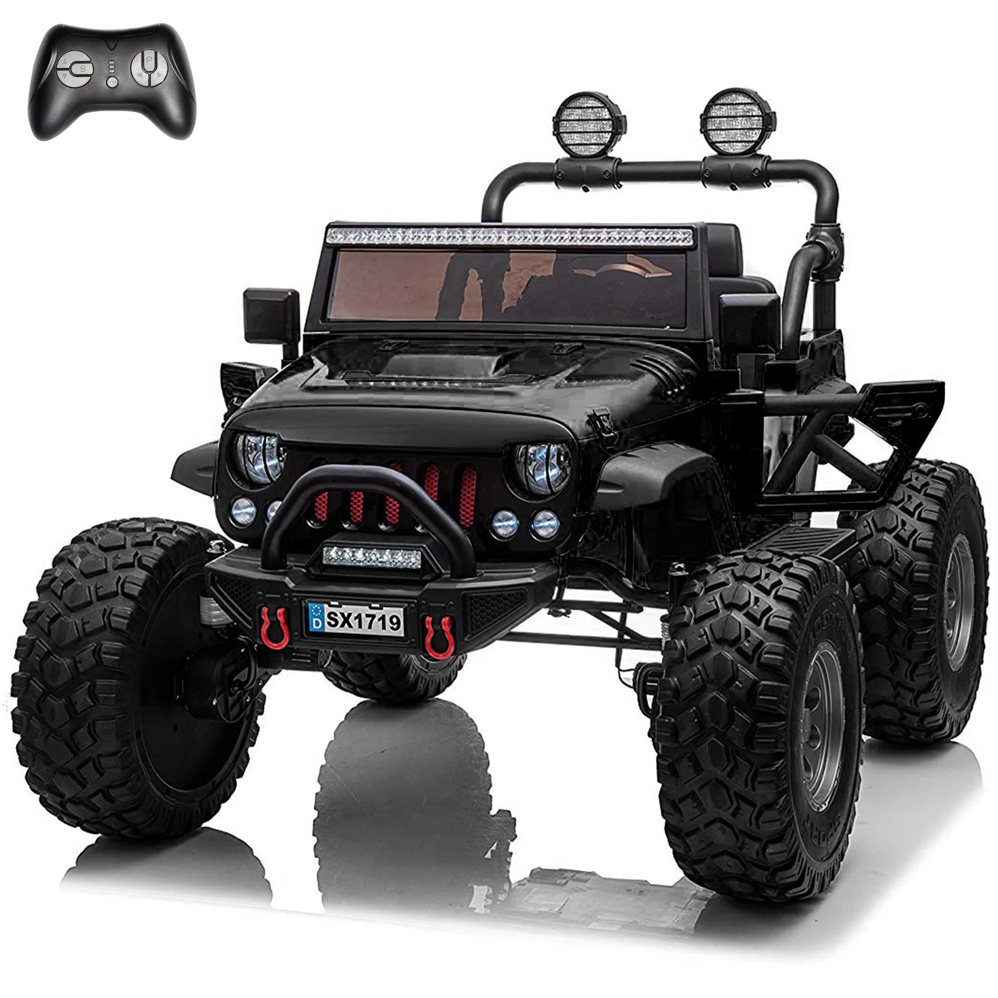 Lifted Monster Jeep 24V 2 Seater Classic Ride on Car with Remote Control, Leather Seat and EVA Tires - Image 11