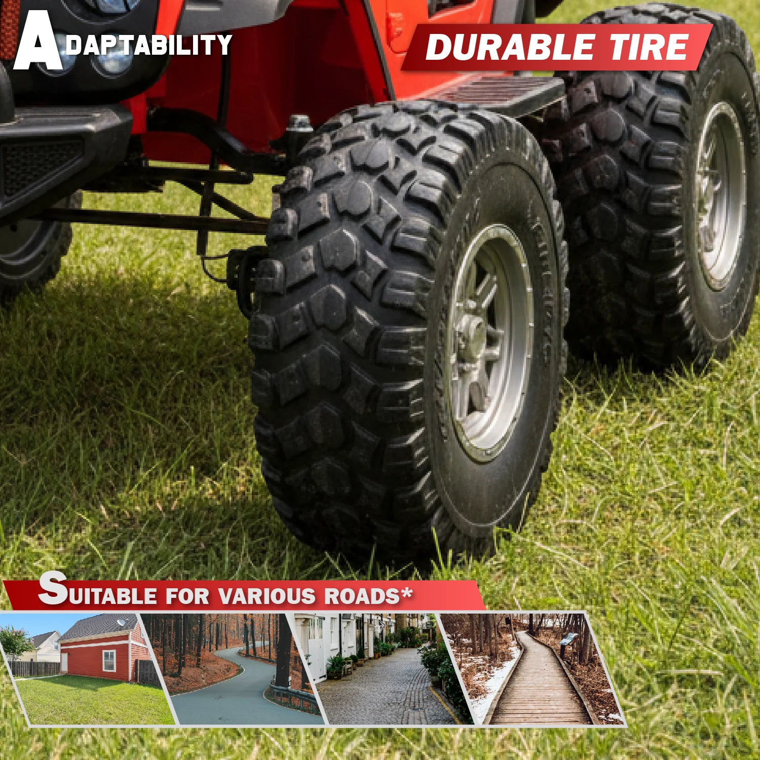 Lifted Monster Jeep 24V 2 Seater Classic Ride on Car with Remote Control, Leather Seat and EVA Tires - Image 6