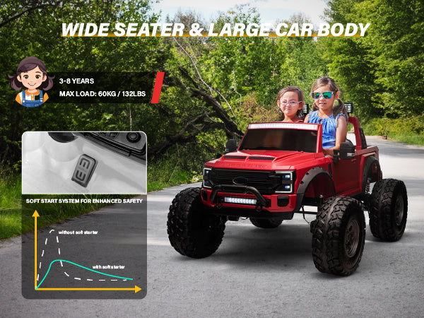 Ford Super Duty F450 Monster Lifted 2 Seaters 24V Ride-on Truck with Big EVA Tires, Remote Control, Licensed - Image 4