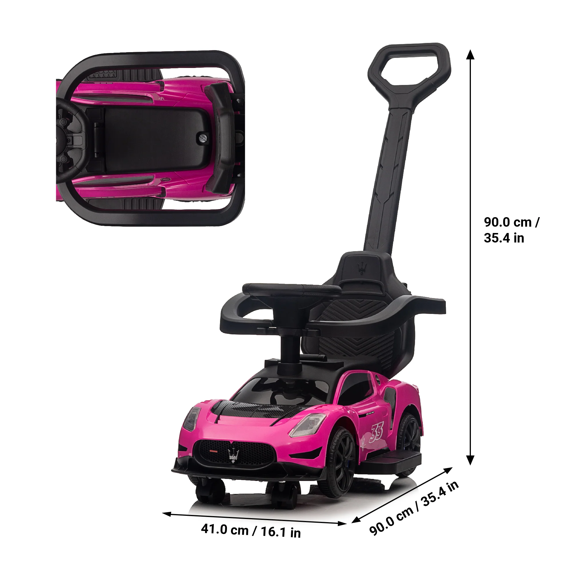 Maserati Push Car Pedal Ride On Car with Music and Lights, Licensed - Image 5