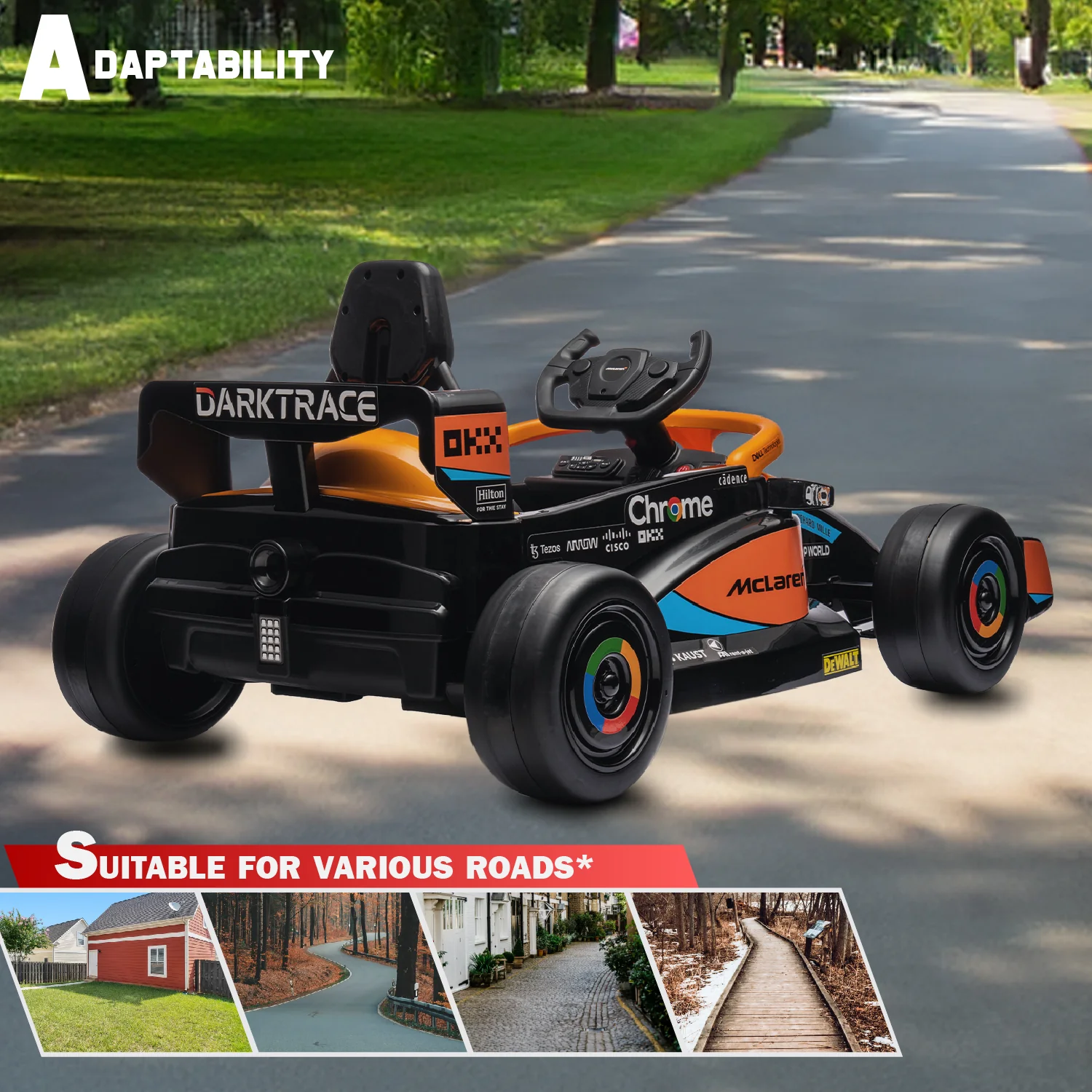 McLaren F1 12V Ride on Car for Kids with Remote Control, LED Lights and Music - Image 3