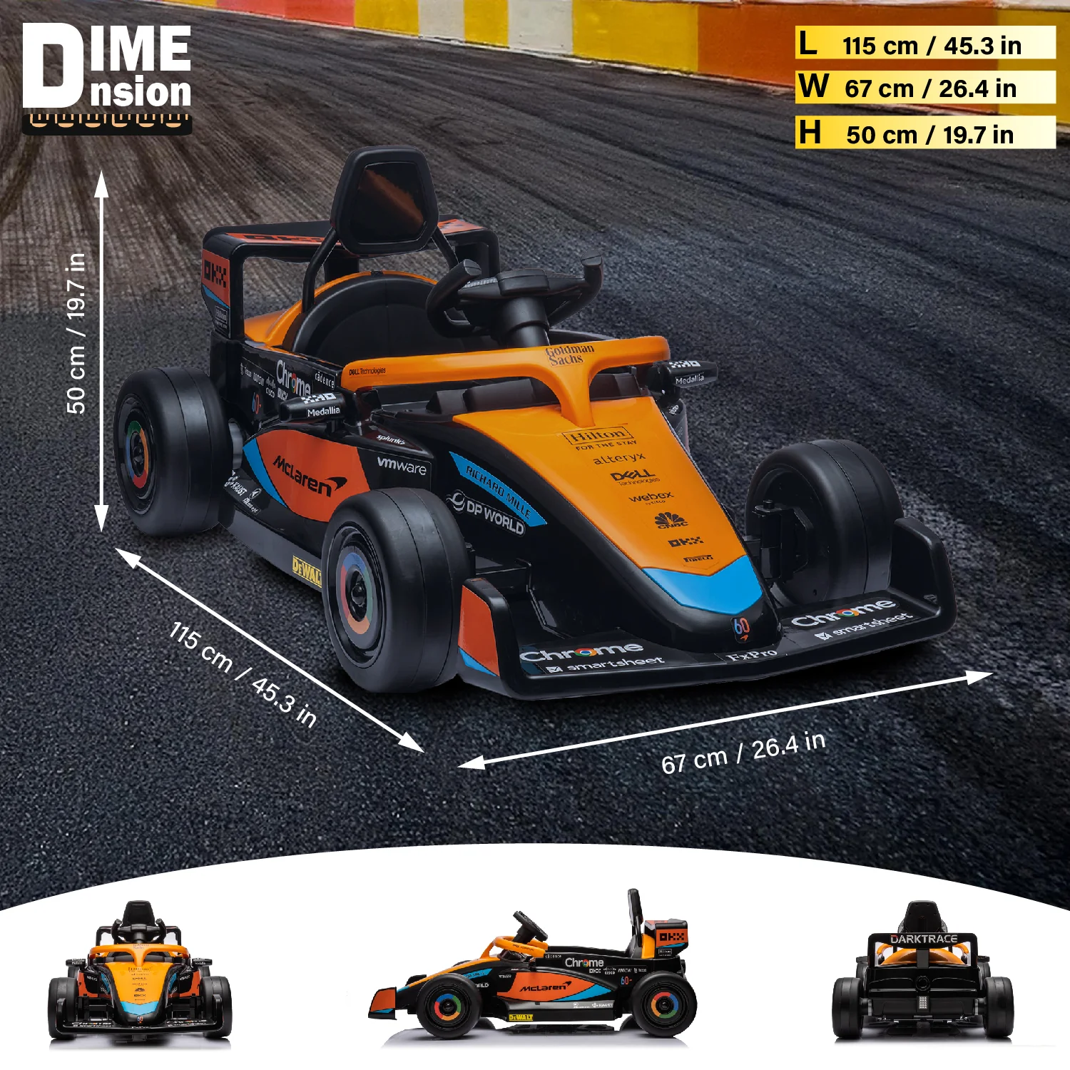 McLaren F1 12V Ride on Car for Kids with Remote Control, LED Lights and Music - Image 4