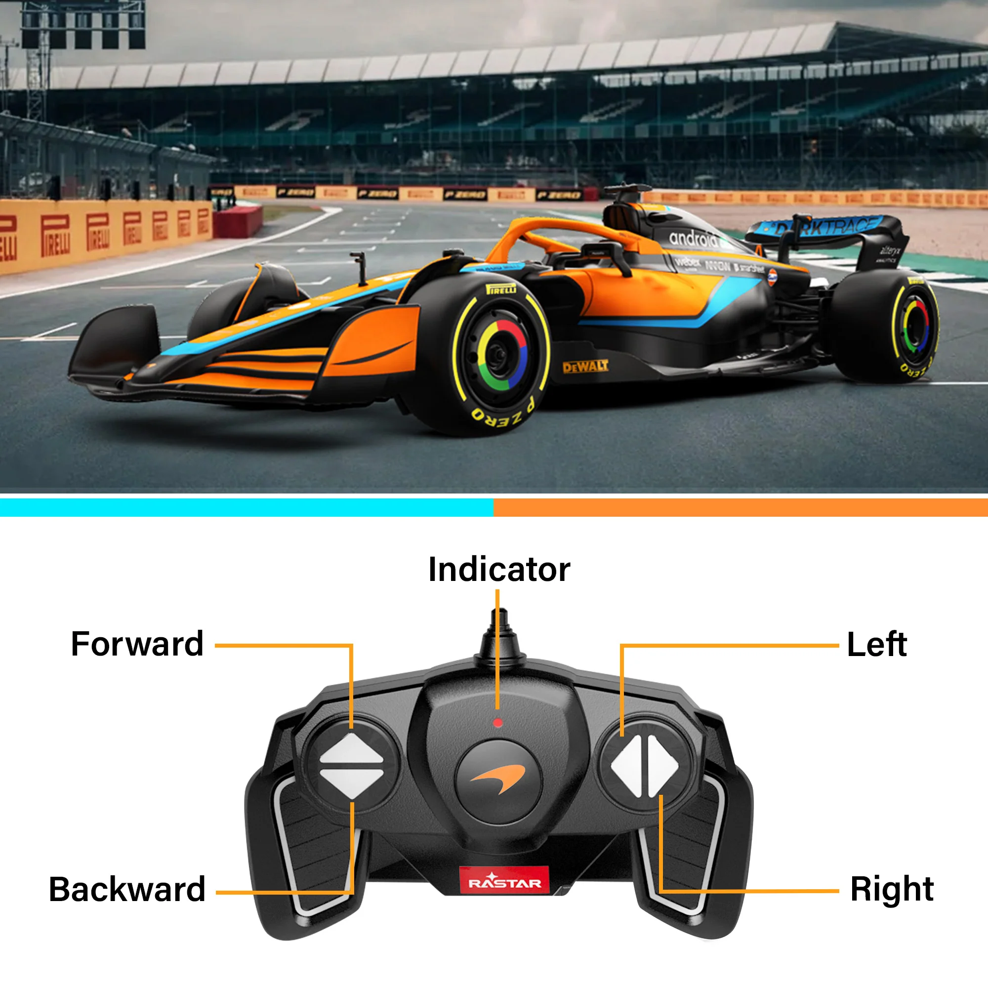 McLaren F1 MCL36 RC Car 1/18 Scale Licensed Remote Control Toy Car, Official F1 Merchandise by Rastar - Image 5