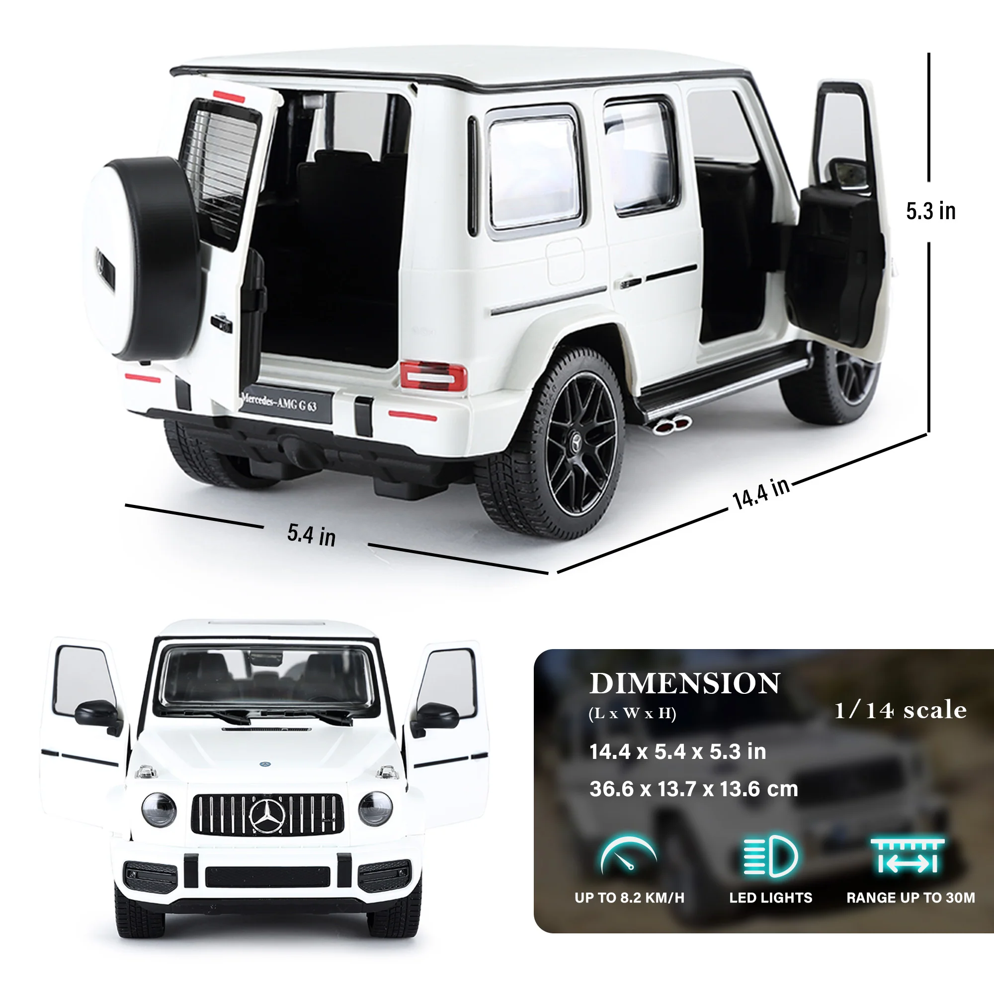 Mercedes-Benz AMG G63 RC Car 1/14 Scale Licensed Remote Control Toy Car with Open Doors and Working Lights by Rastar - Image 4