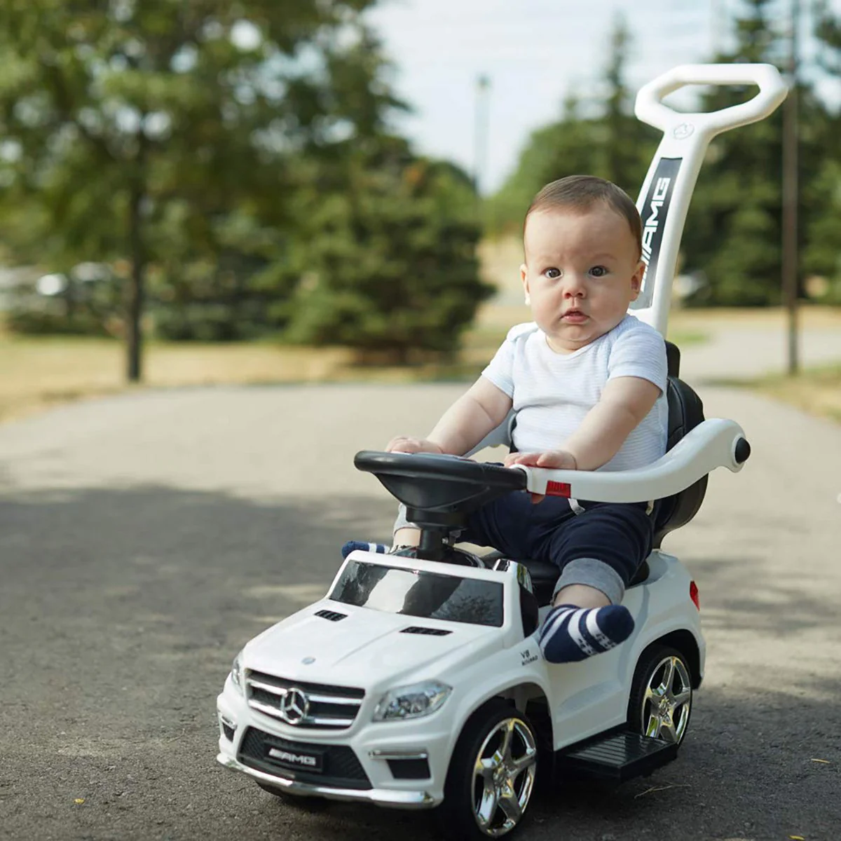 Mercedes-Benz AMG GL63 4-in-1 Kids Ride-On Car with Push Bar, LED Lights, and MP3 Player, Licensed - Image 11