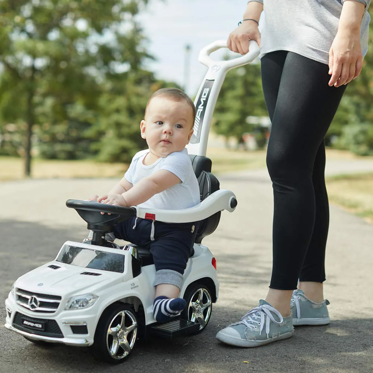 Mercedes-Benz AMG GL63 4-in-1 Kids Ride-On Car with Push Bar, LED Lights, and MP3 Player, Licensed - Image 4