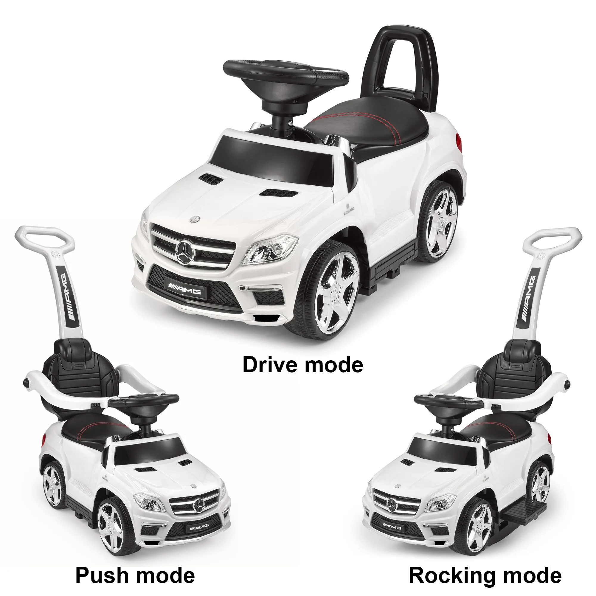 Mercedes-Benz AMG GL63 4-in-1 Kids Ride-On Car with Push Bar, LED Lights, and MP3 Player, Licensed - Image 7