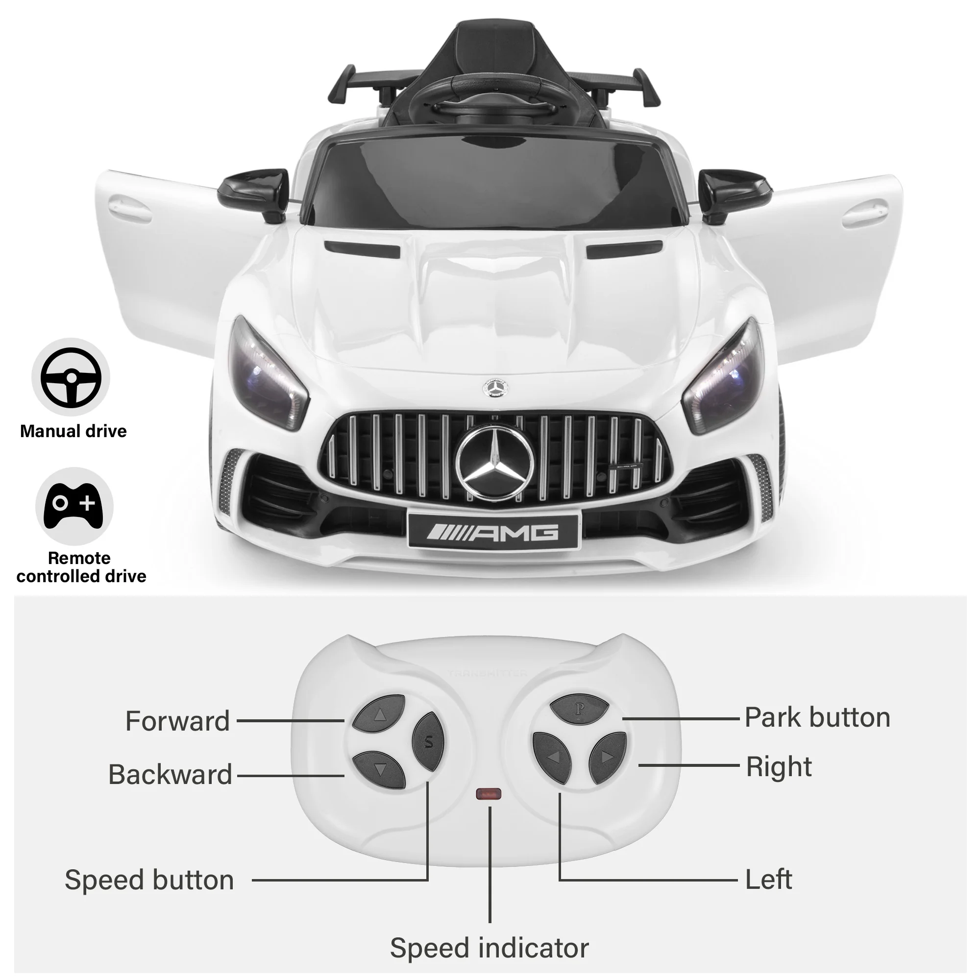 Mercedes-Benz AMG GTR 12V Ride on Car with Remote Control, Licensed - Image 8