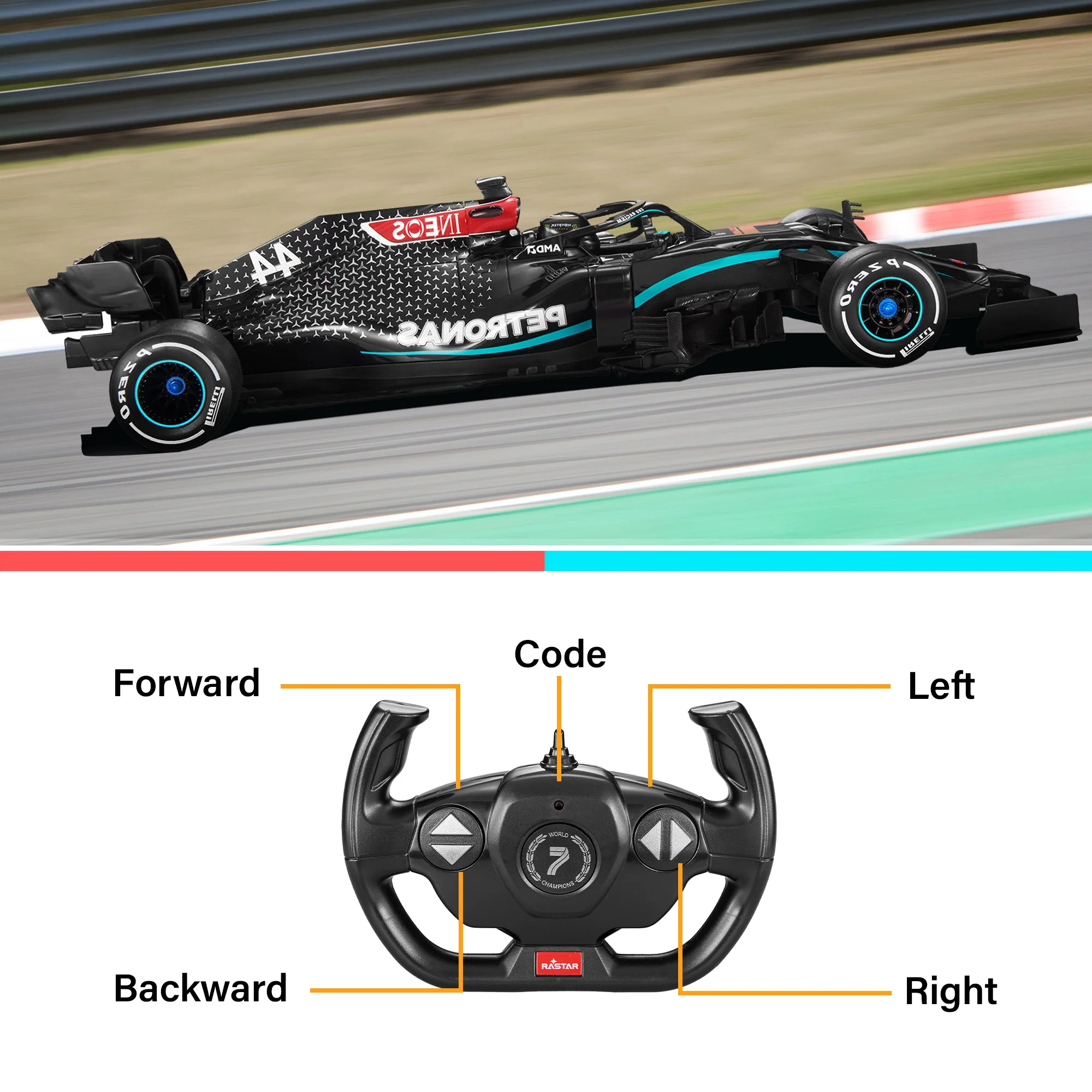 Mercedes-Benz F1 W11 EQ Performance 1/12 Scale Licensed Remote Control Toy Car, Official F1 Merchandise by Rastar - Image 4