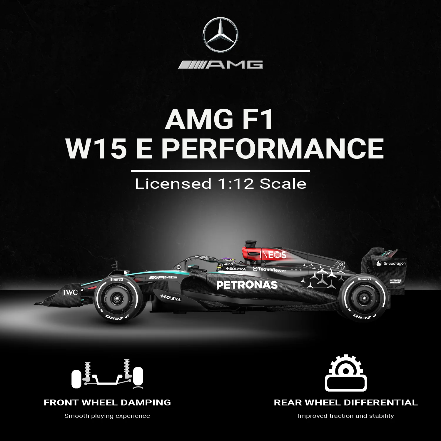 Mercedes-Benz F1 W15 EQ Performance 1/12 Scale Licensed Remote Control Toy Car, Official F1 Merchandise by Rastar - Image 3