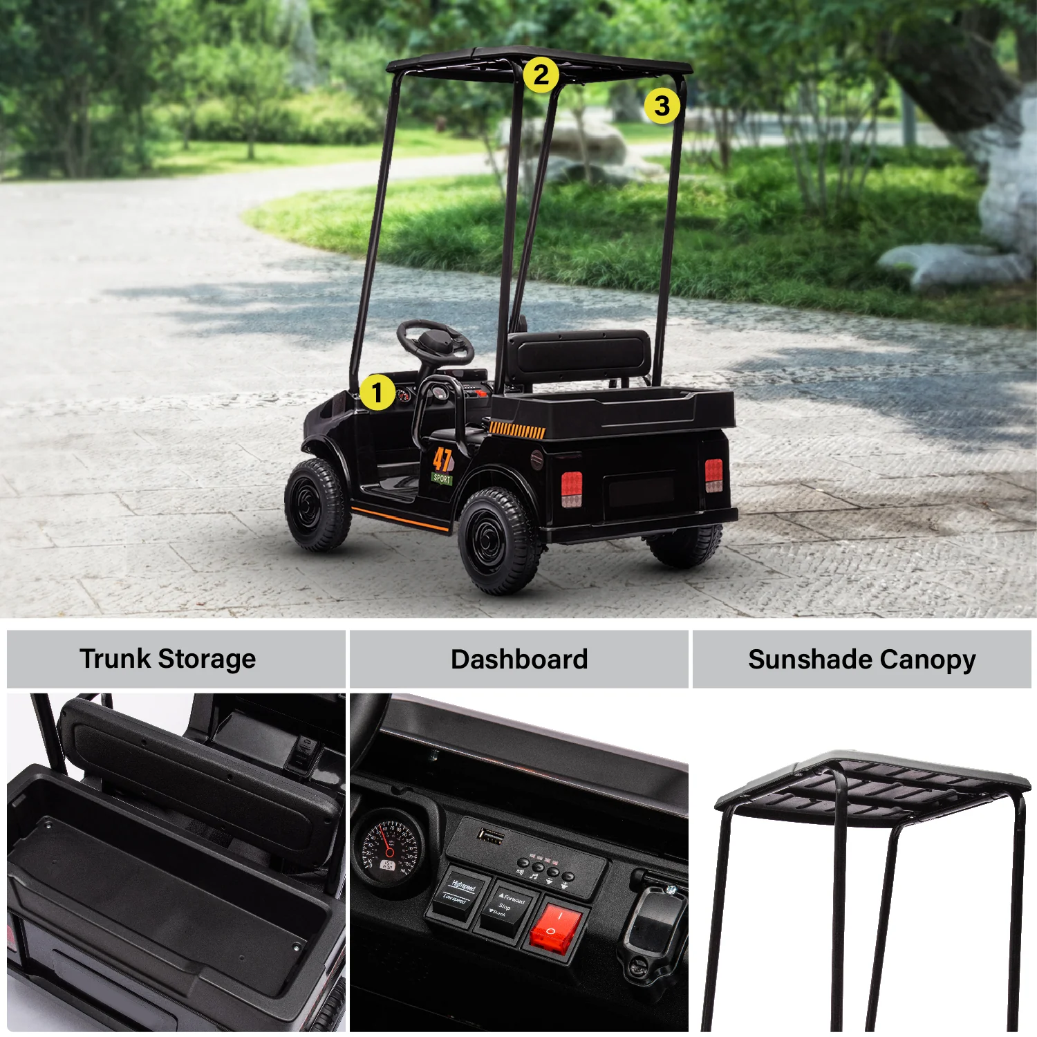 Mini Golf Pro: 24V Kids Ride-On Golf Kart with Remote - Image 4